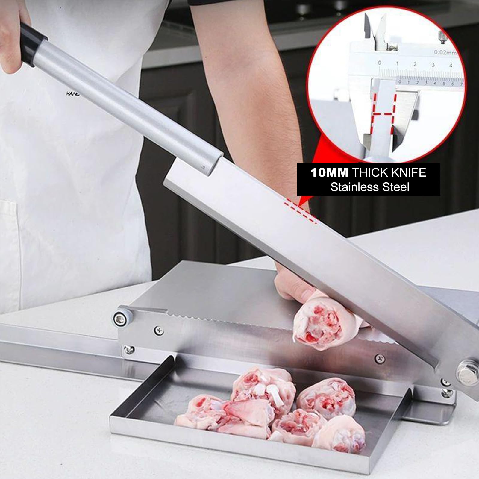 Heavy Duty Manual Meat Bone Cutter - Frozen Meat Slicer & Chopper for Chicken, Beef, Goat, Pig, Fish - Professional Kitchen Butcher Tool for Home & Restaurant Use