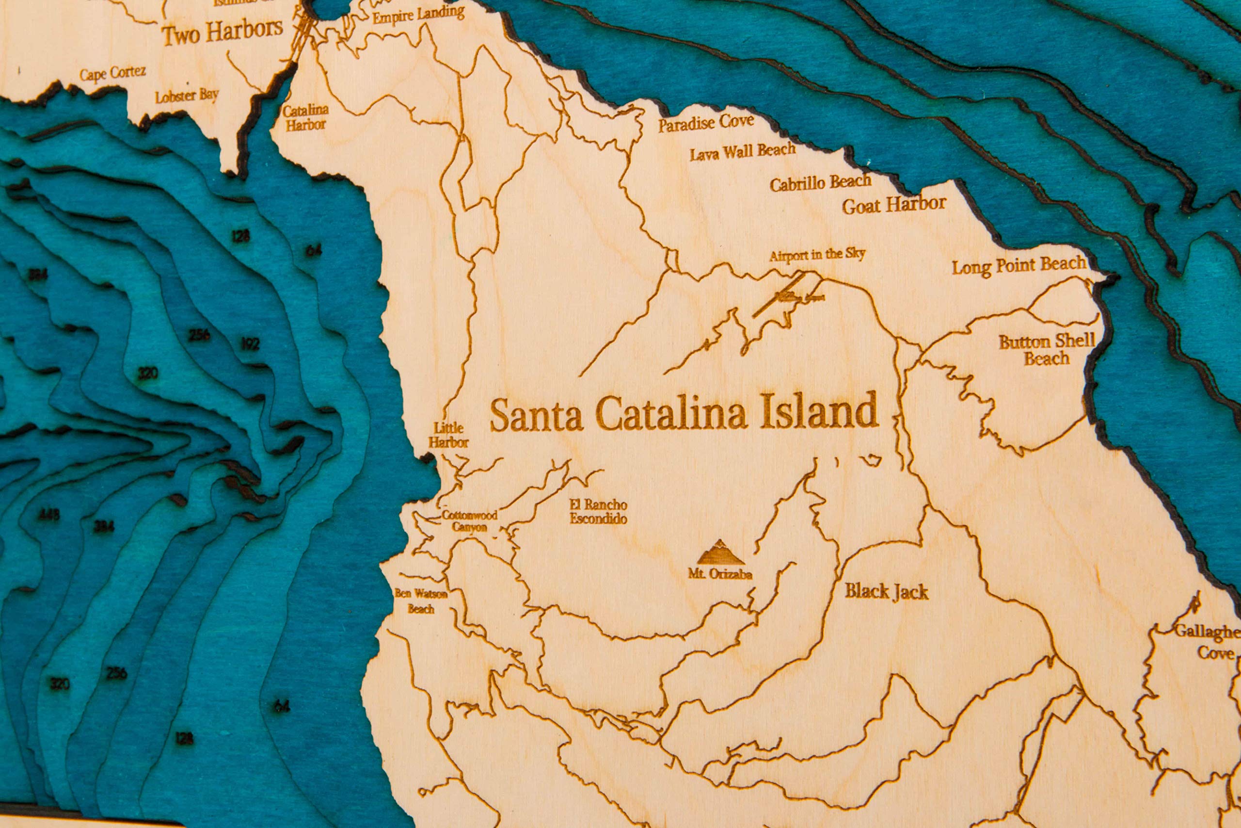 Santa Catalina Island 3D Wooden Topographic Map - Handcrafted Wall Art for Home Decor, Office & Travel Enthusiasts