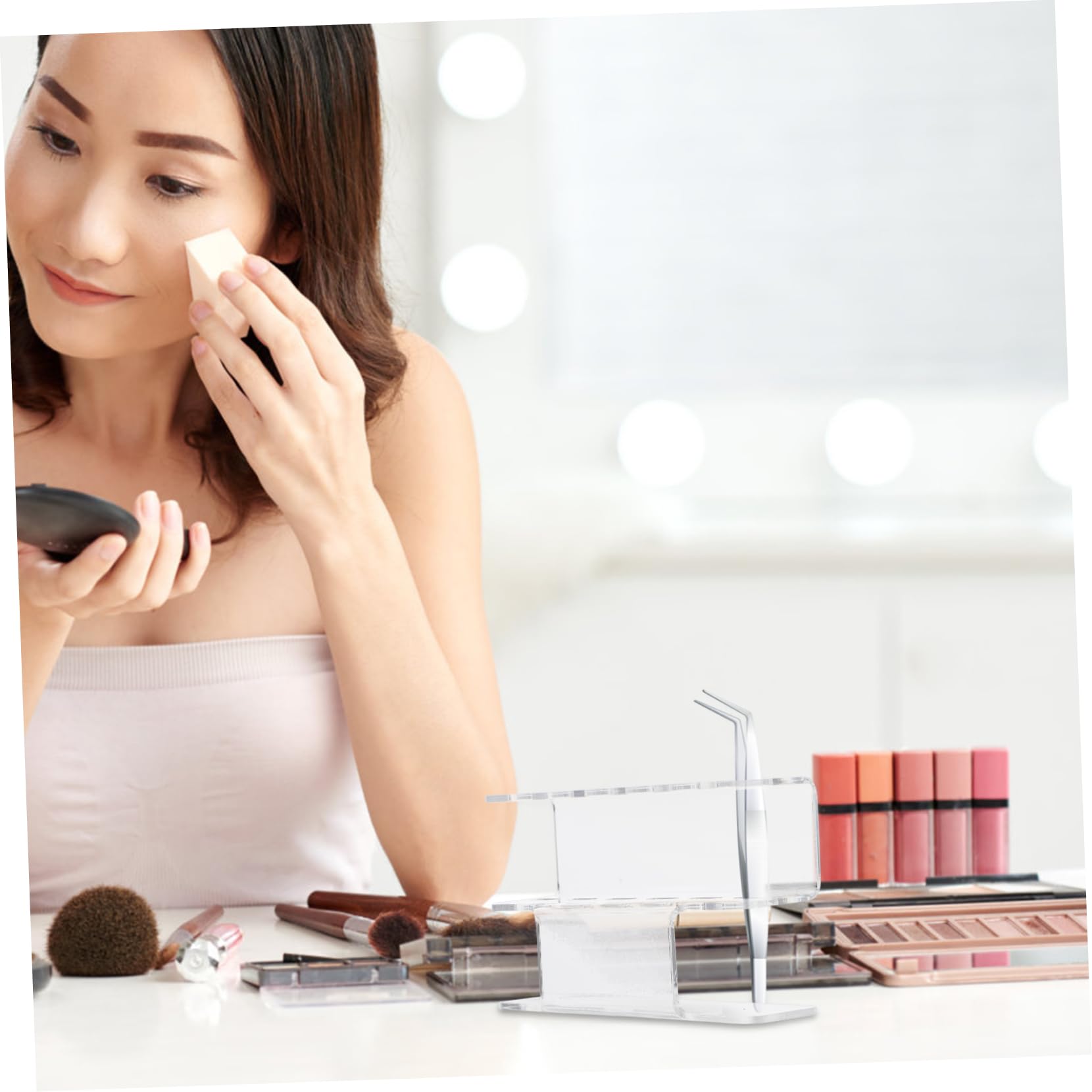 1pc Acrylic Makeup Tweezer Storage Rack - Eyelash Extension Organizer for Tweezers & Eyelash Supplies | Perfect for Salon, Beauty Studio & Home Vanity Organization