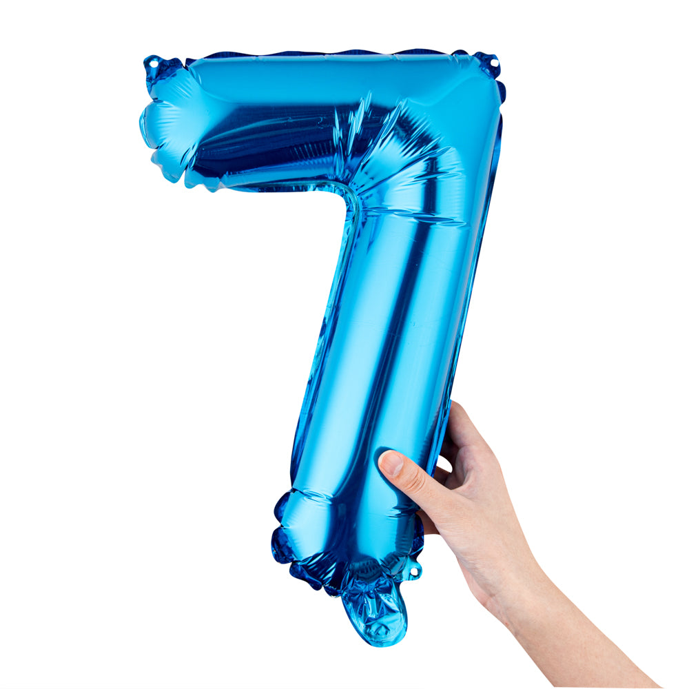 Balloonify Blue Mylar Number 7 Balloon - 16 Inch Large Foil Balloon for Birthday Parties, Baby Showers & Celebrations (1 Count Box)