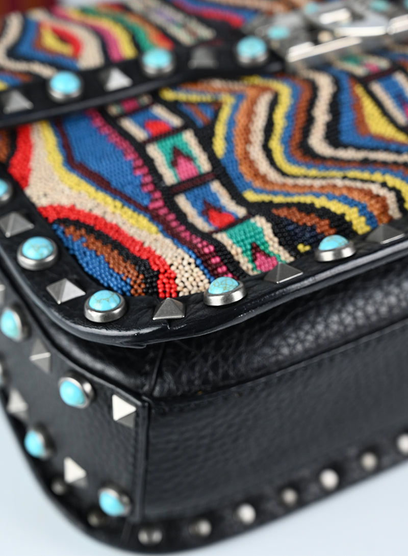 Valentino Rockstud Beaded Guitar Bag - Luxury Crossbody Purse for Women | Perfect for Parties, Dates & Evening Events