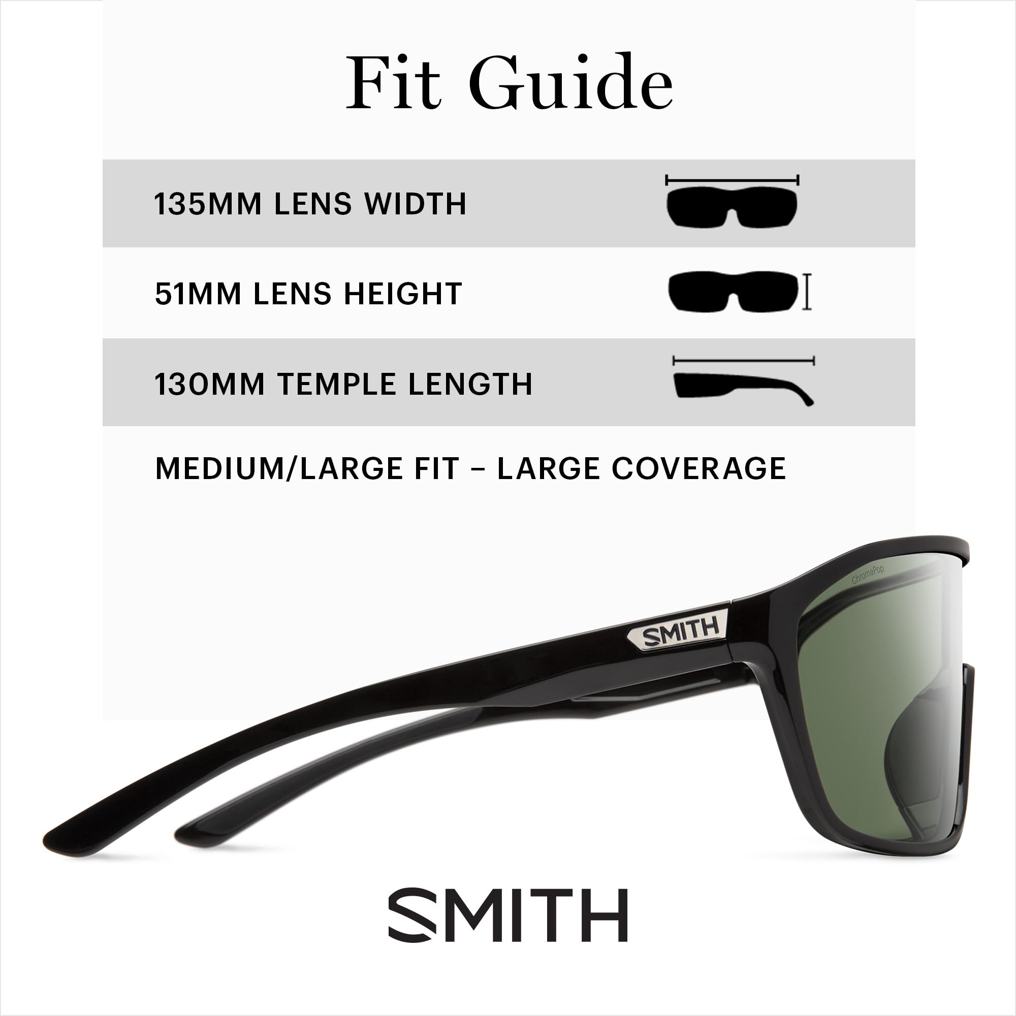 SMITH Boomtown Sunglasses with ChromaPop Lens - Polarized Sports Sunglasses for Men & Women - Running, Cycling, Hiking & Outdoor Activities