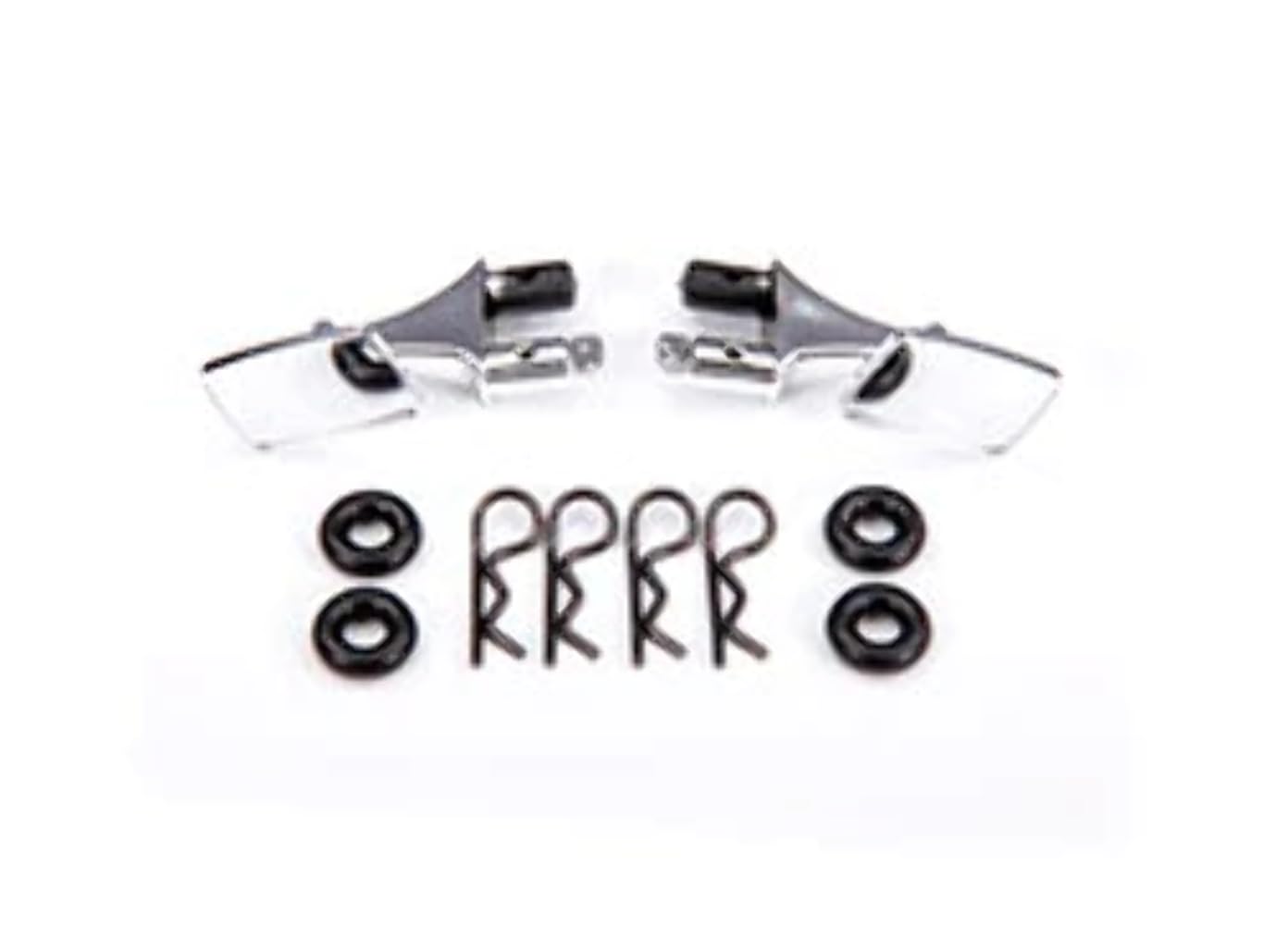 Traxxas Chrome Side Mirrors Set (Left & Right) with 4 O-Rings & 4 Body Clips - Compatible with #9111 Body - Perfect for RC Car Upgrades & Off-Road Racing Accessories