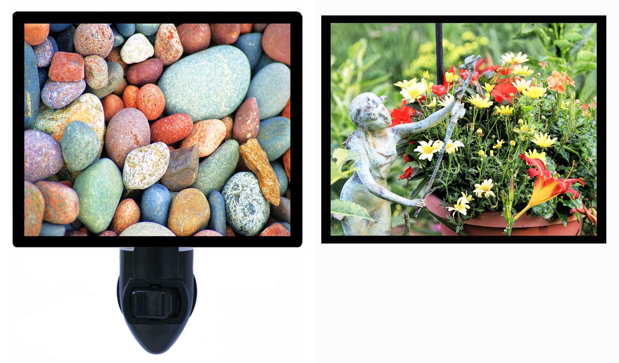 LED Night Light with Interchangeable Inserts - Gardening, Stones, Rocks, Fairy Garden Decor - Energy Efficient Flower & Garden Lighting for Bedroom, Nursery, Patio Decor