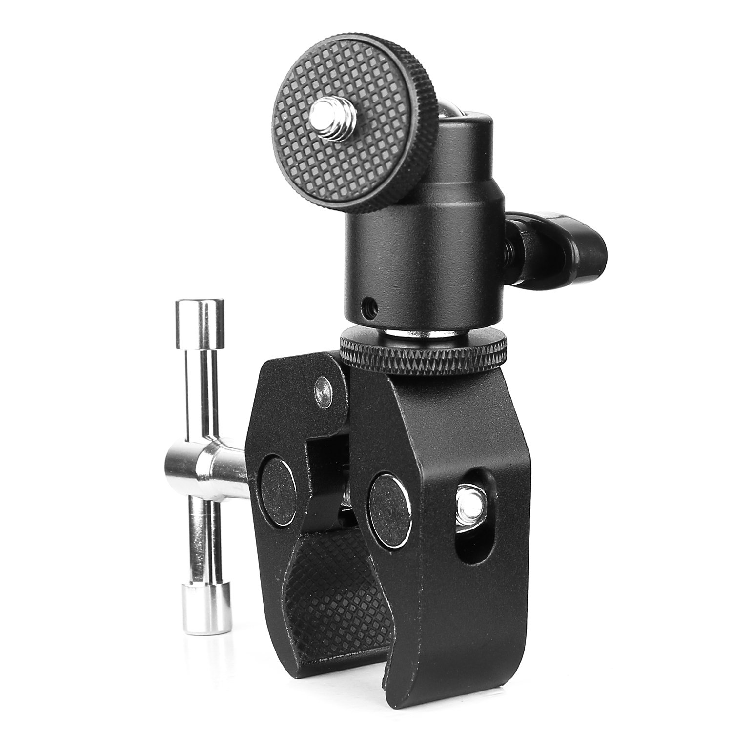 2 Pack ChromLives Camera Clamp Mount with Ball Head - Universal Super Clamp & Mini Hot Shoe Mount for LCD/DV Monitors, LED Lights, Microphones (1/4