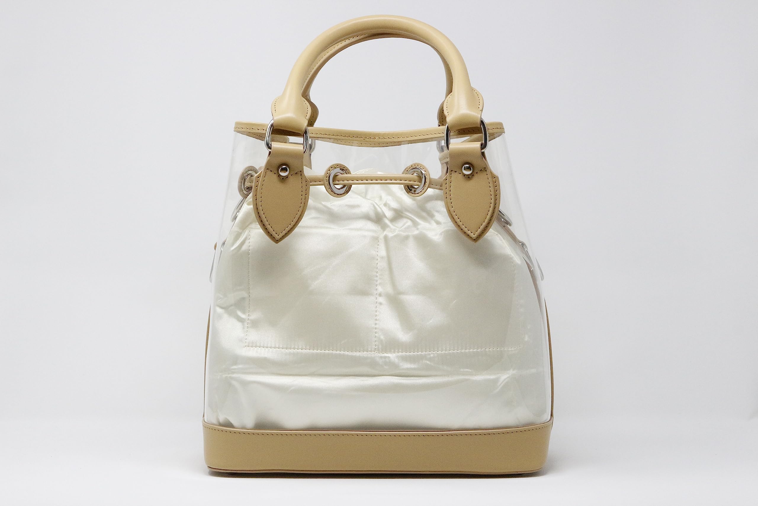 DOMINIE Clear Tote Bag with Leather Trim & Removable Interchangeable Liner - Perfect for Travel, Work, and Everyday Use