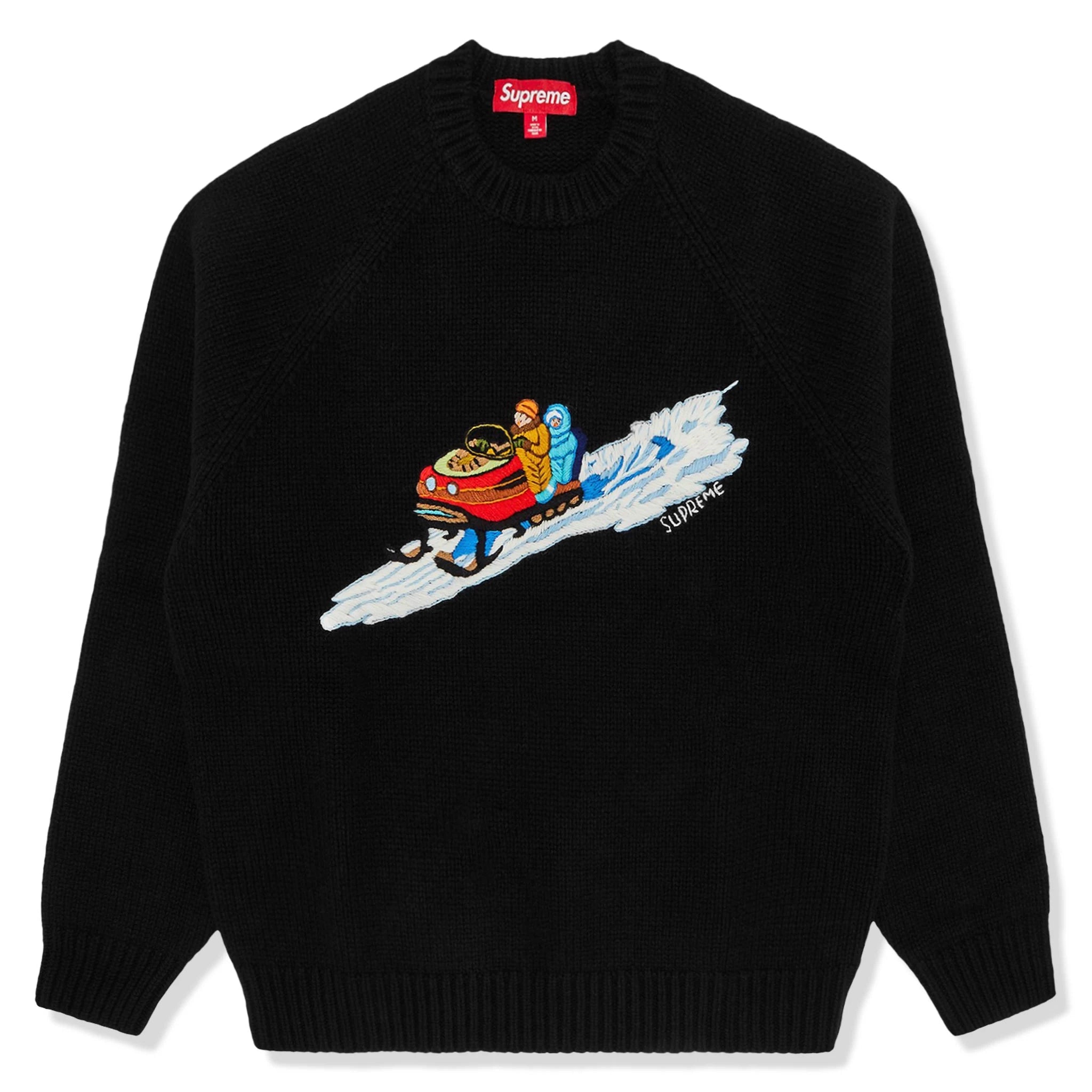 Supreme Black Knit Sweatshirt for Snowmobile Enthusiasts - Warm Winter Pullover for Outdoor Adventures & Casual Wear