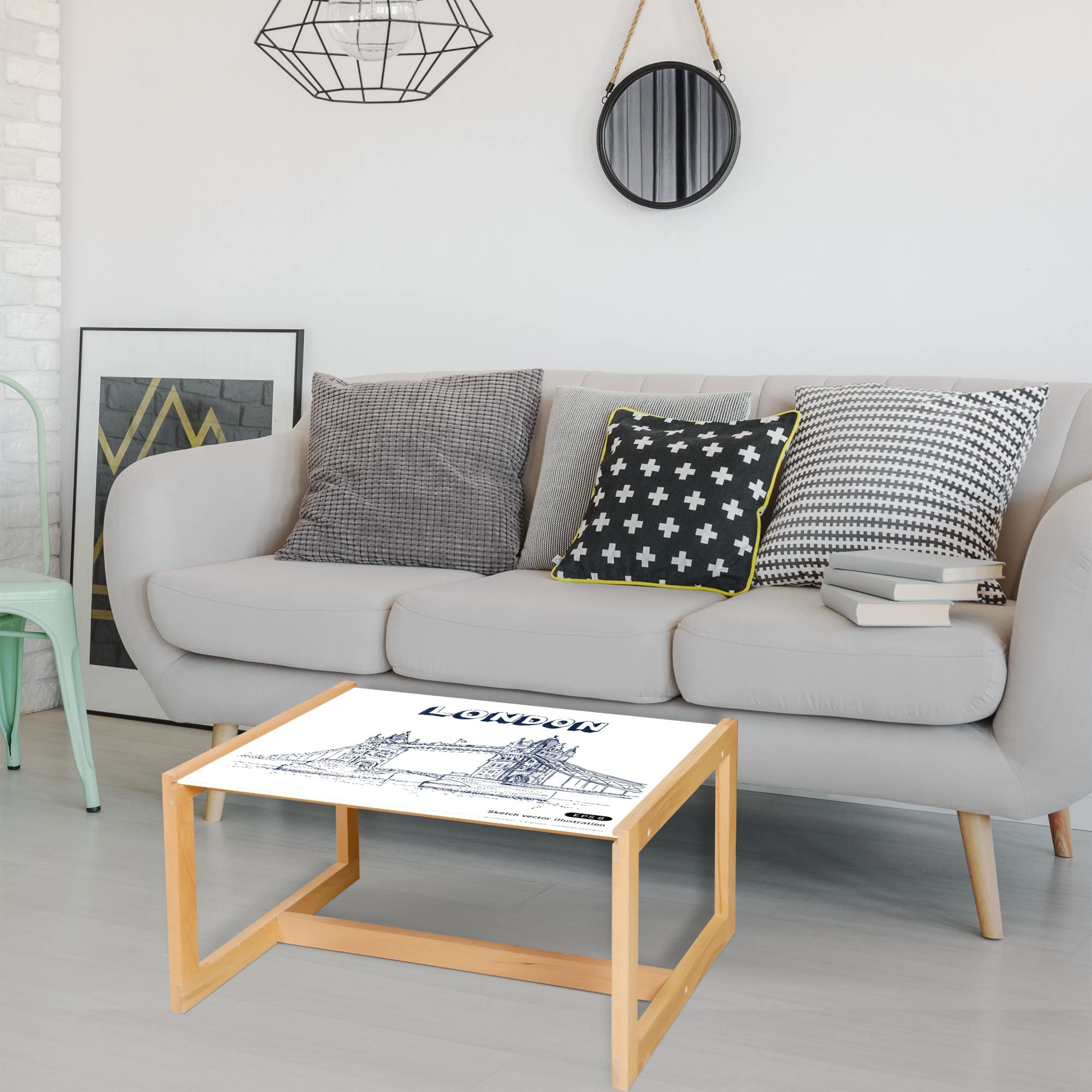 Ambesonne London Coffee Table - Big Ben View, Wooden Frame for Office & Dorm Decor
