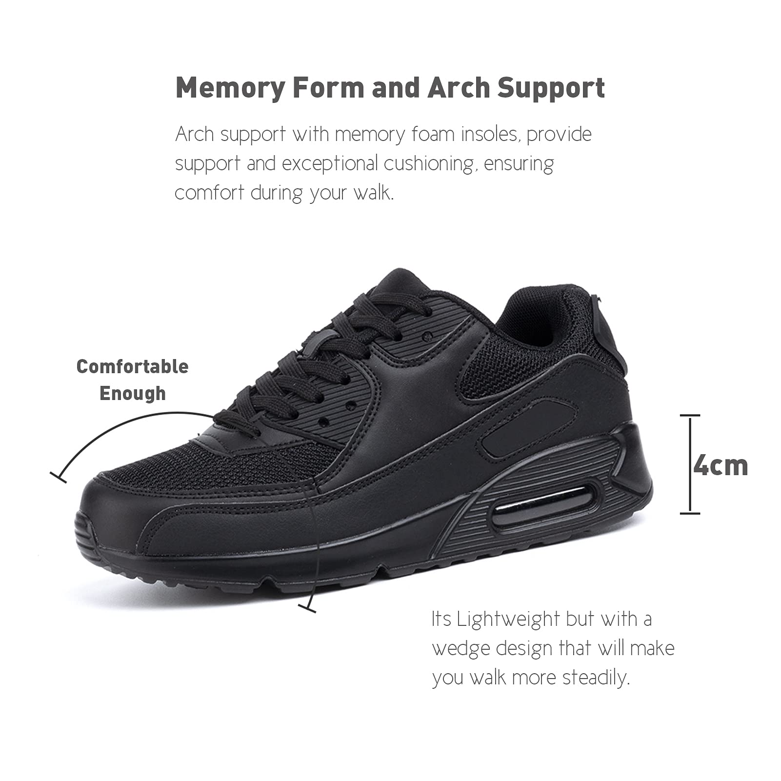 Hitmars Men's & Women's Running Shoes - Lightweight Air Cushion Sneakers for Walking, Fitness, Casual Wear - Low Top Lace-Up Trainers in Black/Green/Pink/White/Yellow (UK 3.5-12, EU 36-47) | Perfect for Jogging, Gym Workouts & Daily Comfort