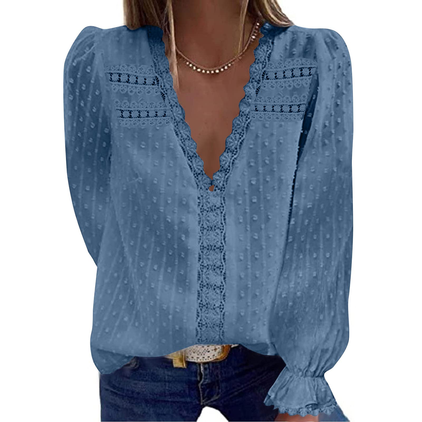 Sexy V-Neck Long Sleeve Chiffon Blouse for Women - Elegant Tunic Top for Going Out, Hawaiian & Western Style | Perfect for Date Nights, Parties & Office Wear