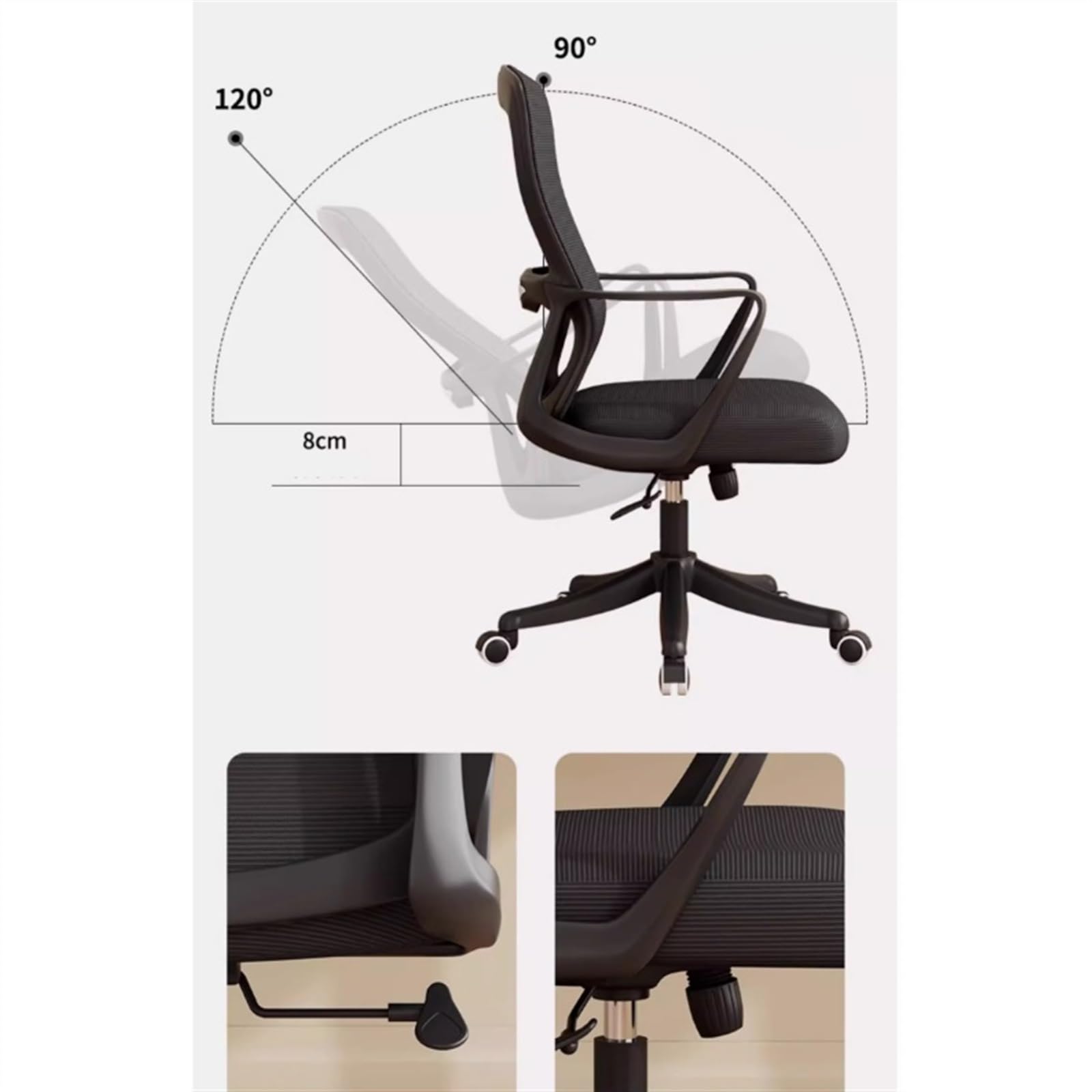 Ergonomic Office Chair with Lumbar Support - Mesh Back Executive Desk Chair with Fixed Armrests for Home & Office Use - Comfortable Computer Chair in Pink for Long Work Sessions & Gaming