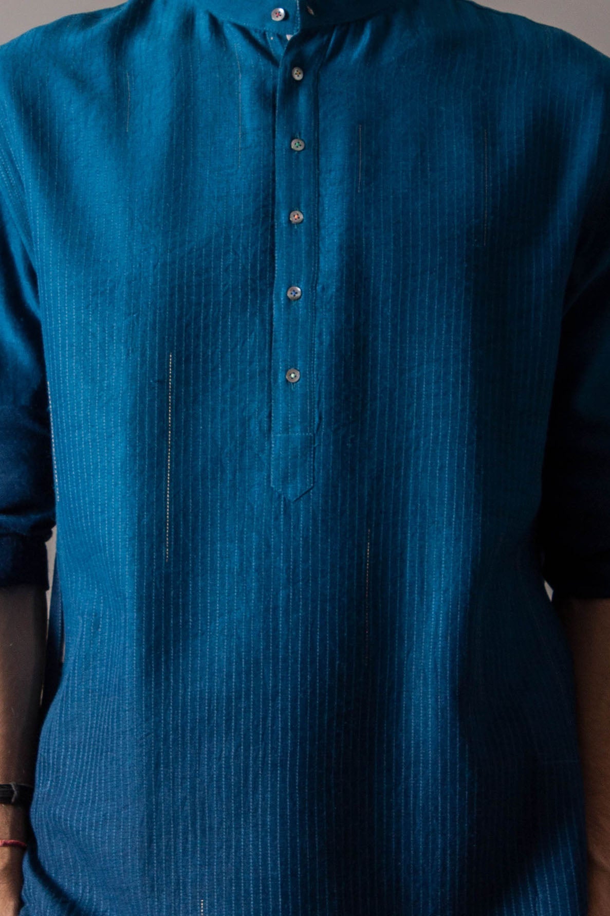 Bade Miyan Kurta for Men - Premium Muga Satin Teal Ombre Indian Traditional Wear - Perfect for Festivals, Weddings & Cultural Events