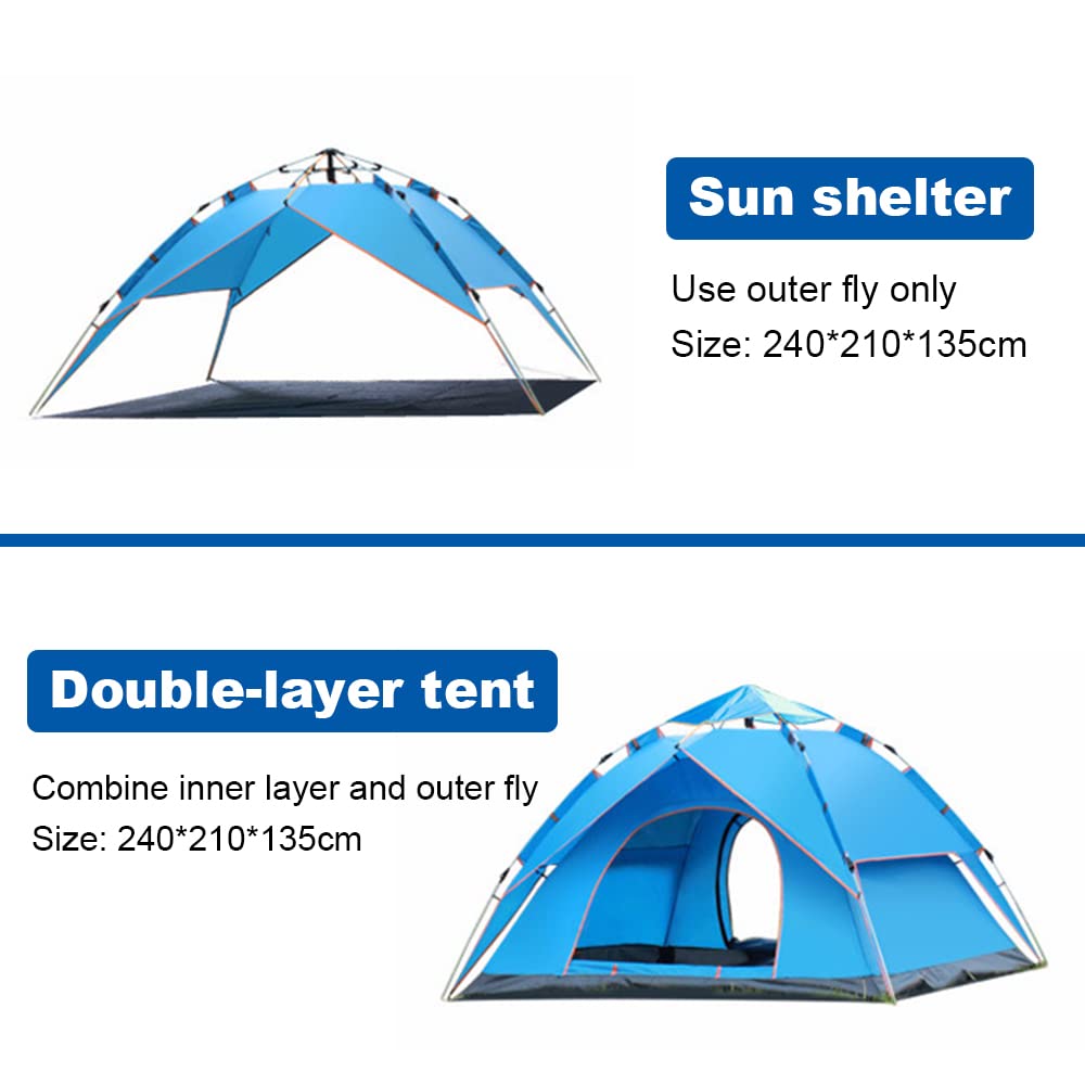 Pop Up Tent for 3-4 Person, Sofoges Instant Automatic Camping Tent with Double Layer Waterproof Design - Perfect for Family Hiking, Backpacking, Beach Trips & Outdoor Adventures