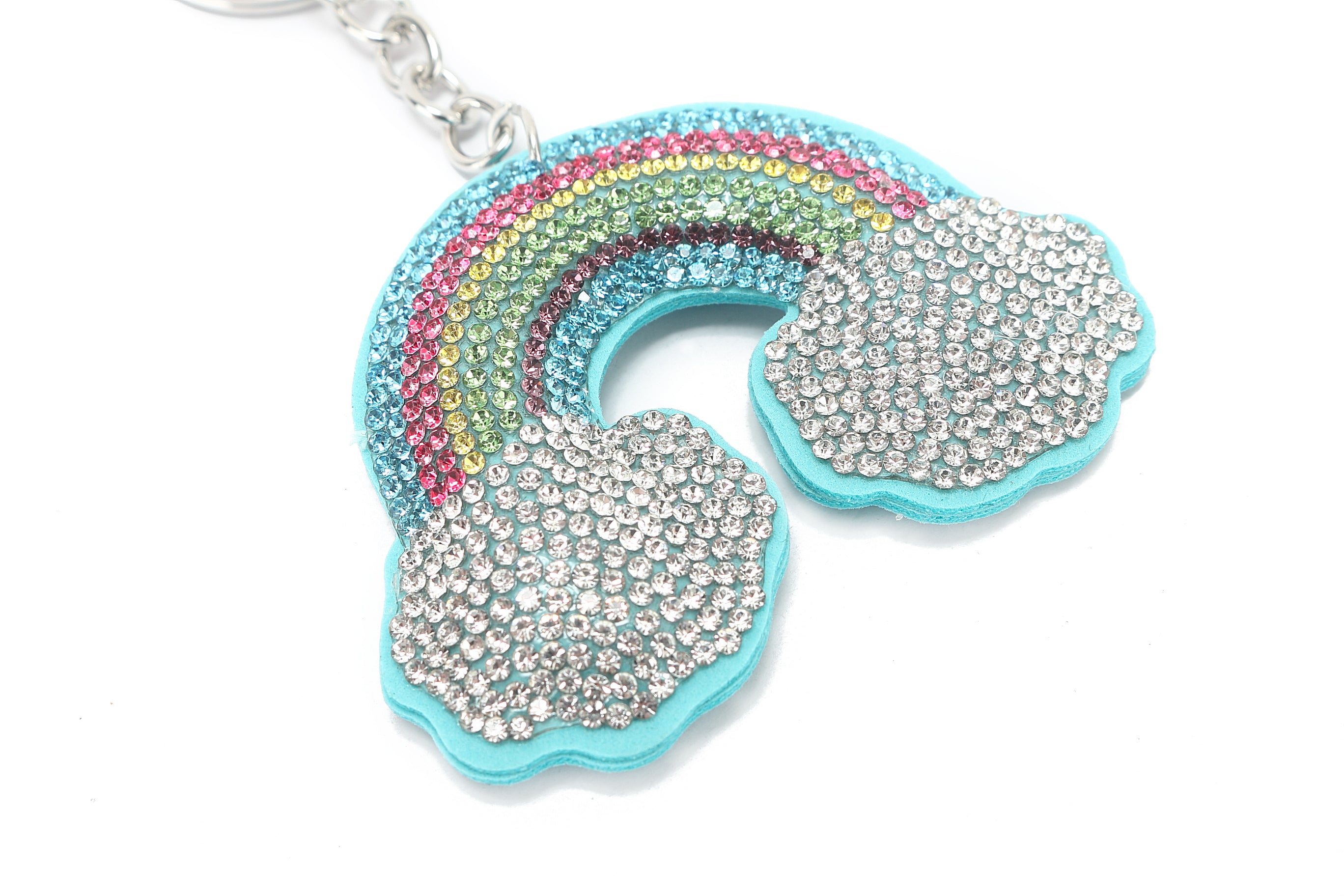 Crystal Rainbow Blue Bag Charm - Elegant & Stylish Accessory for Handbags, Backpacks & Keychains