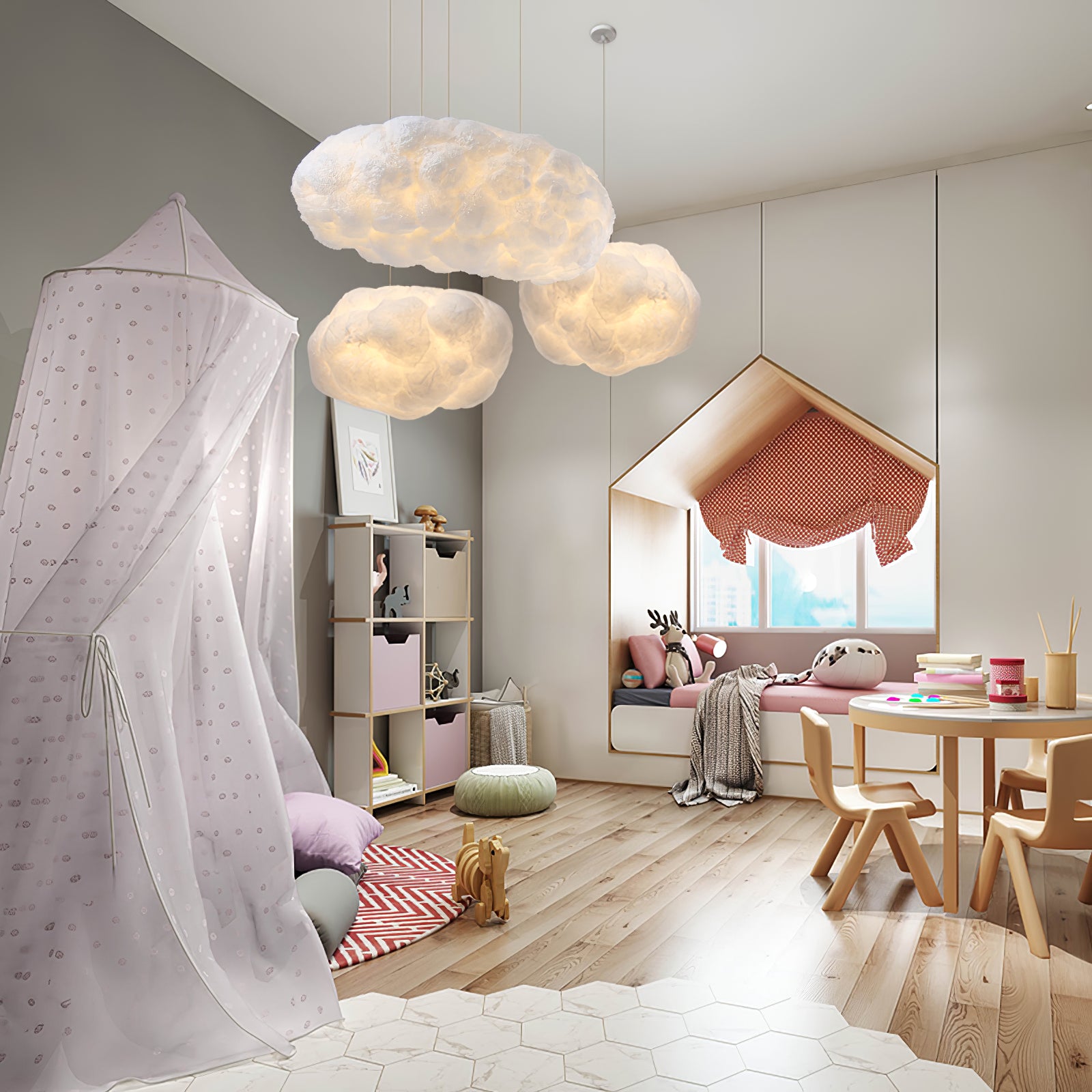 Modern Cloudy Glass Pendant Light - Elegant Hanging Chandelier for Kitchen Island, Dining Room & Bedroom Decor - Dimmable LED Lighting Fixture