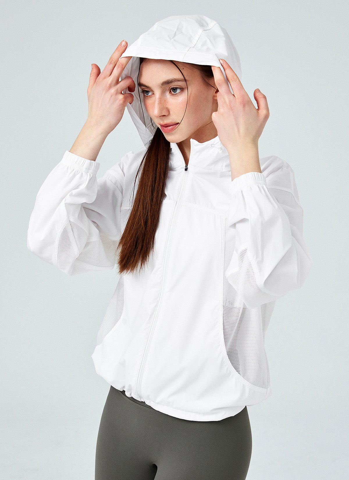 Breathable Mesh Hooded Crop Windbreaker Jacket for Women - Lightweight Outdoor Running, Hiking & Travel Windbreaker
