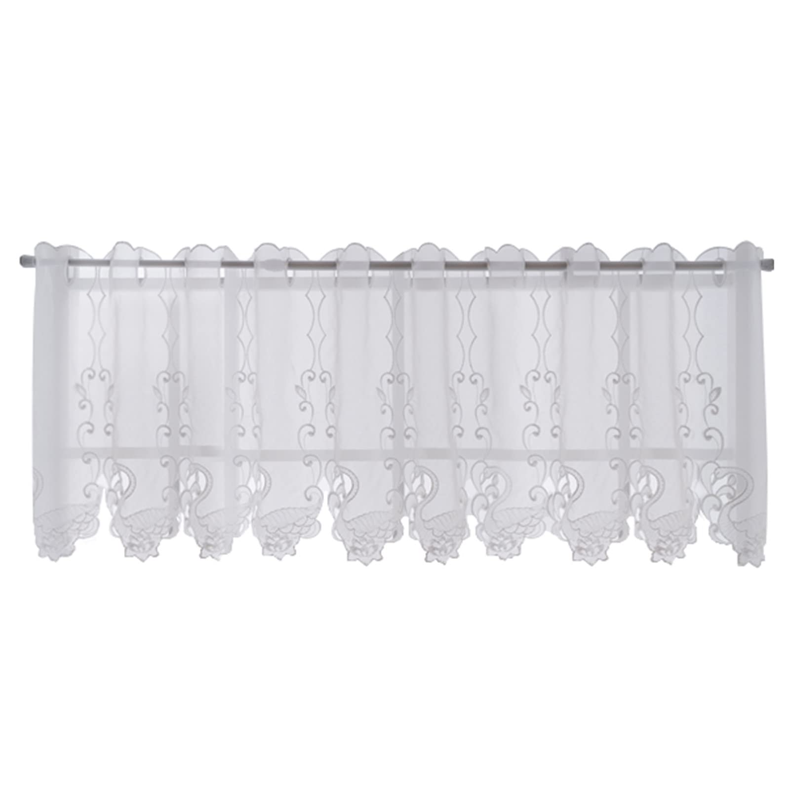 Semi Sheer Embroidered Window Valances - Soft, Durable & Breathable Short Curtain Panels 45x230cm for Living Room, Bedroom, Laundry Room - Perfect for Small Windows & Home Decor
