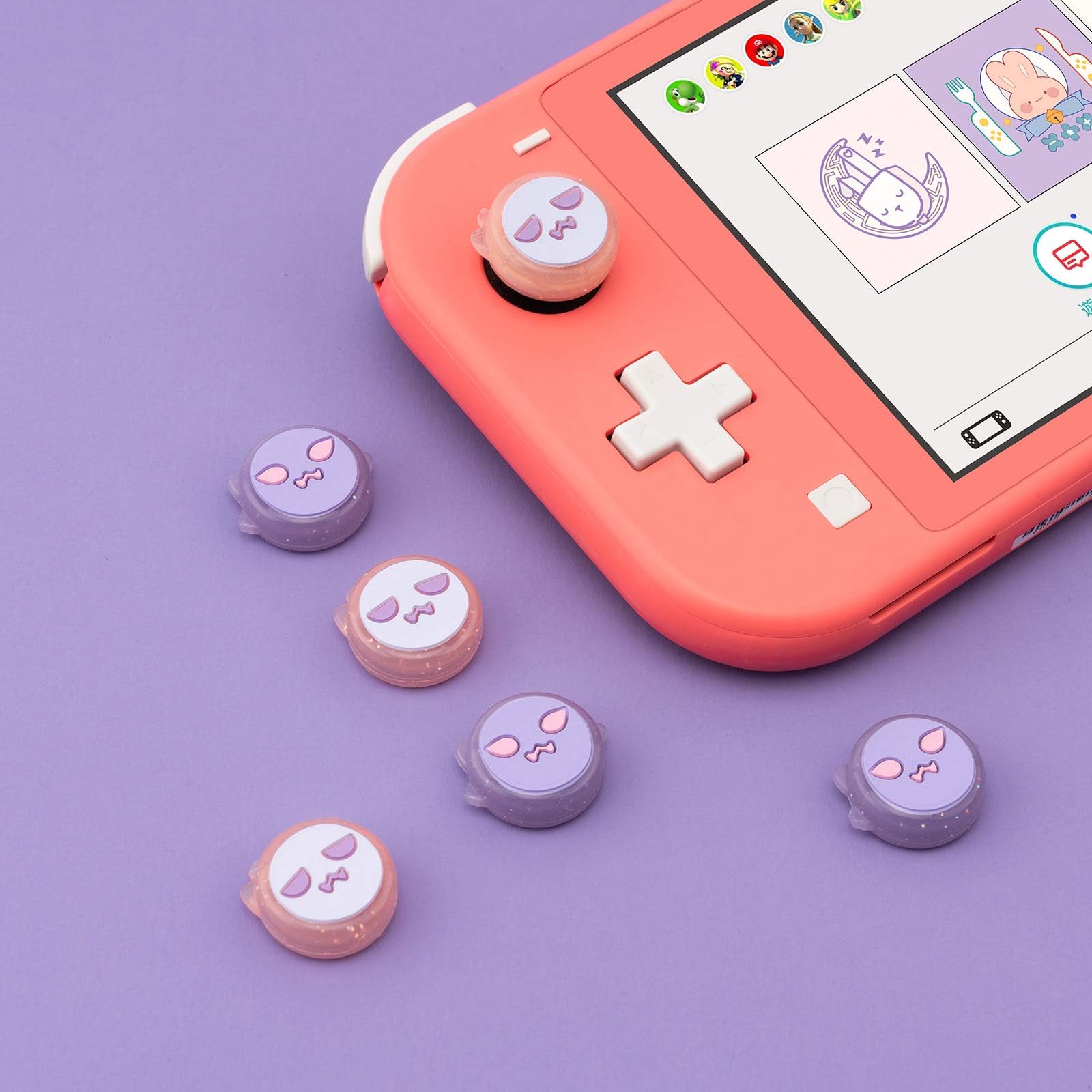 GeekShare Halloween Greedy Ghost Thumb Grip Caps - Soft Silicone Joystick Cover Compatible with Nintendo Switch/OLED/Switch Lite (4PCS) - Perfect for Gaming Comfort & Controller Protection During Halloween Parties & Year-Round Play