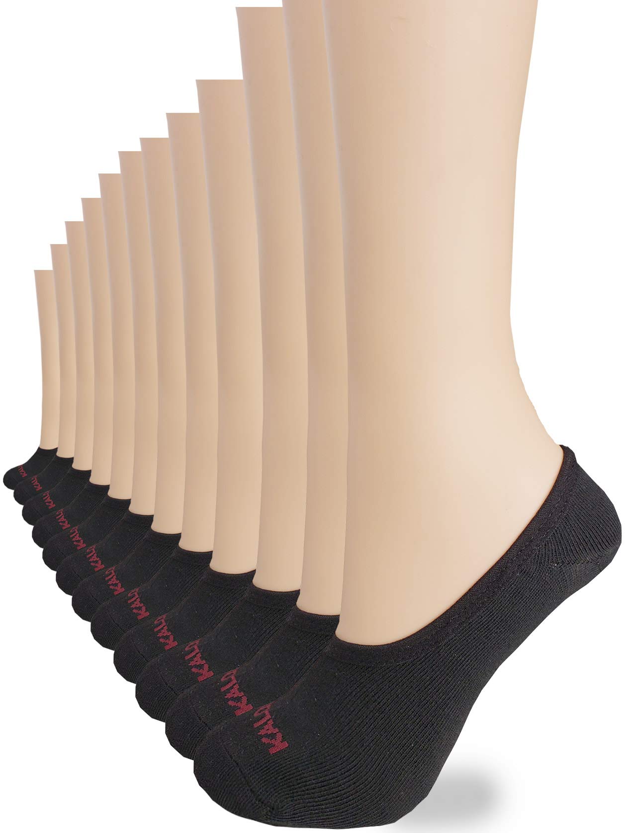 Kalon 12-Pairs Black No Show Socks for Women - Invisible Low Cut Liner Socks for Sneakers, Loafers & Flats | Breathable Comfort for Everyday Wear