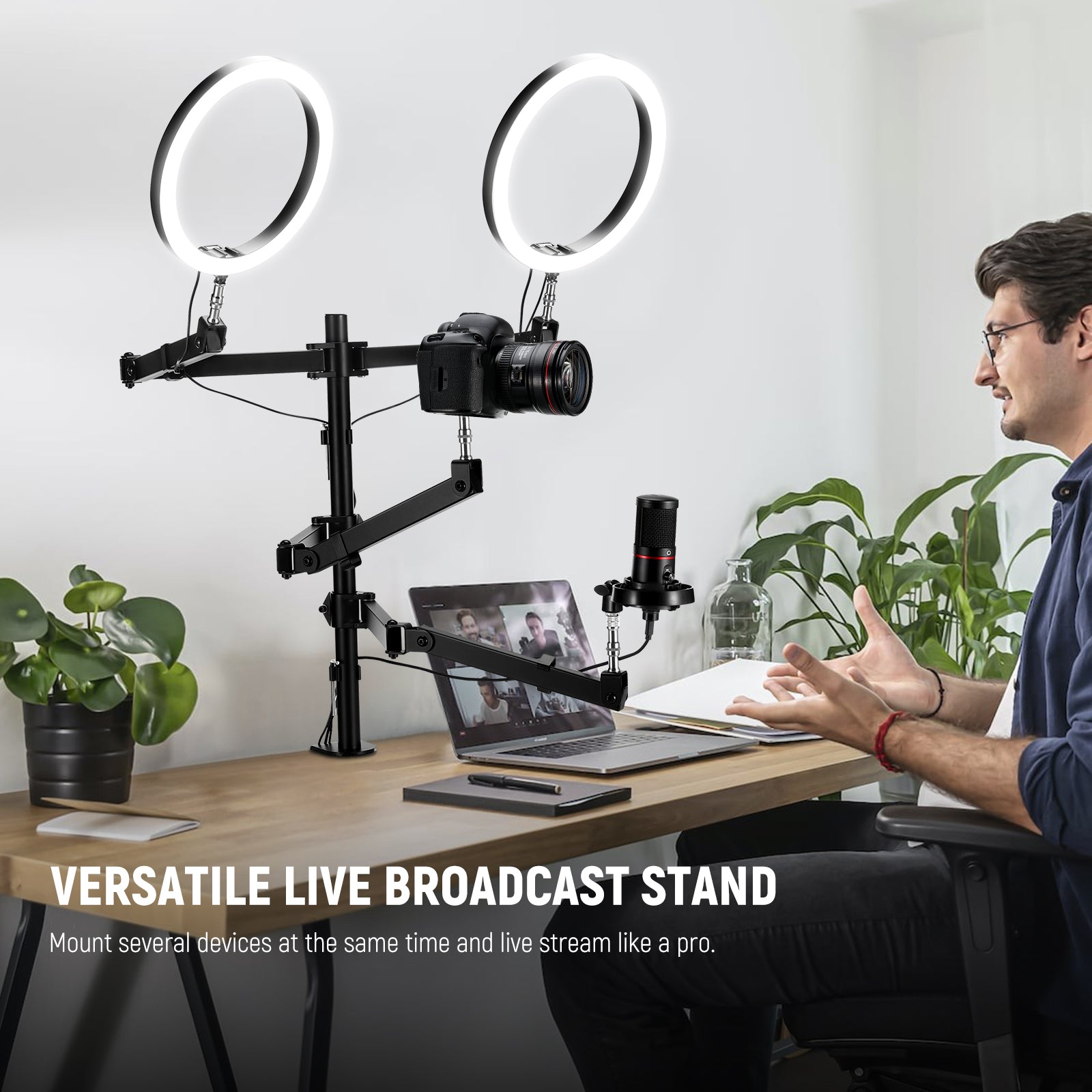 NEEWER ST004 Adjustable Desktop Camera Stand for DSLR, Webcam, and Smartphone - Perfect for Live Streaming, Video Conferencing, and Content Creation