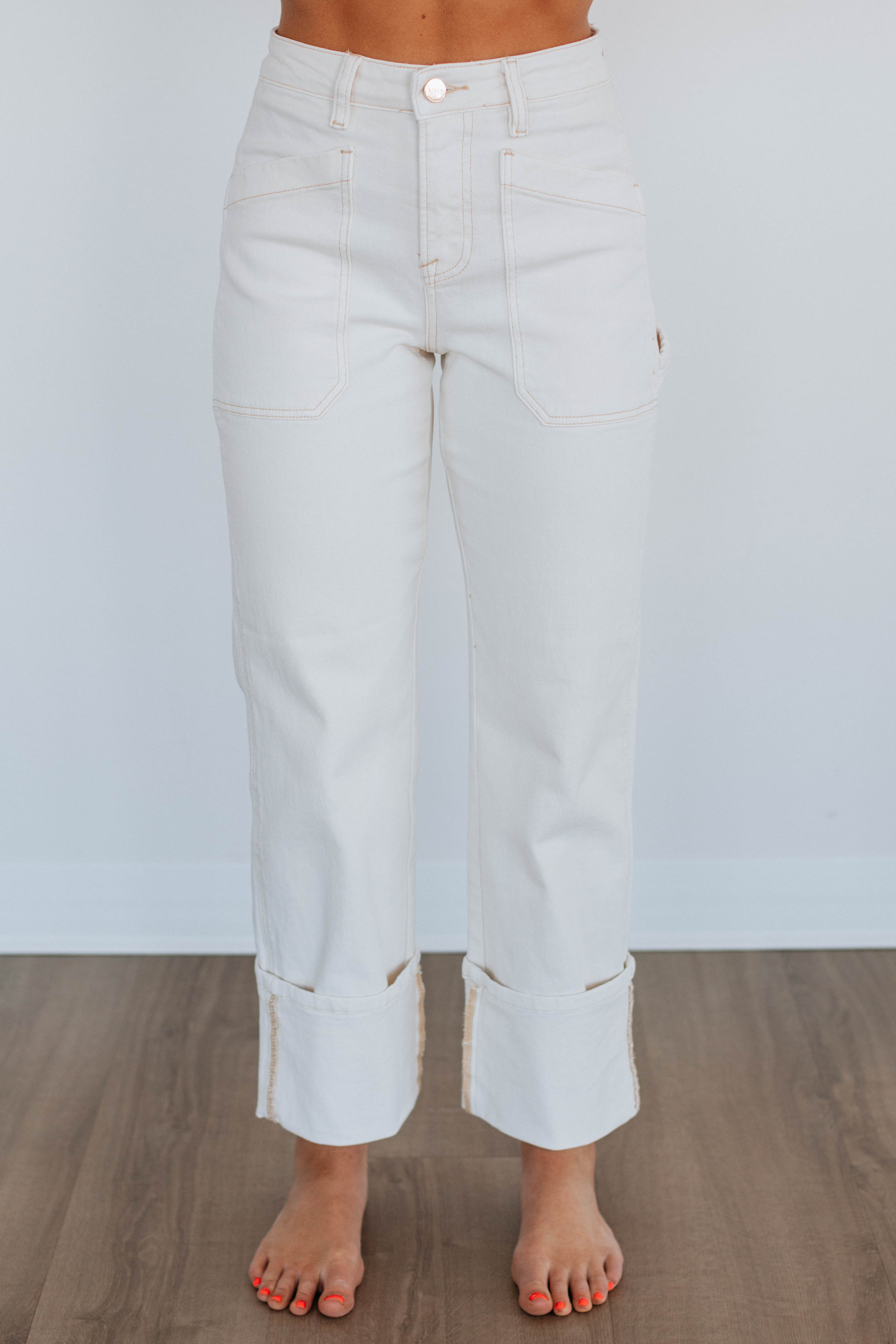 Erin Risen High Waist Skinny Jeans for Women - Cream White Stretch Denim Pants | Perfect for Casual Wear, Office Outfits & Date Nights