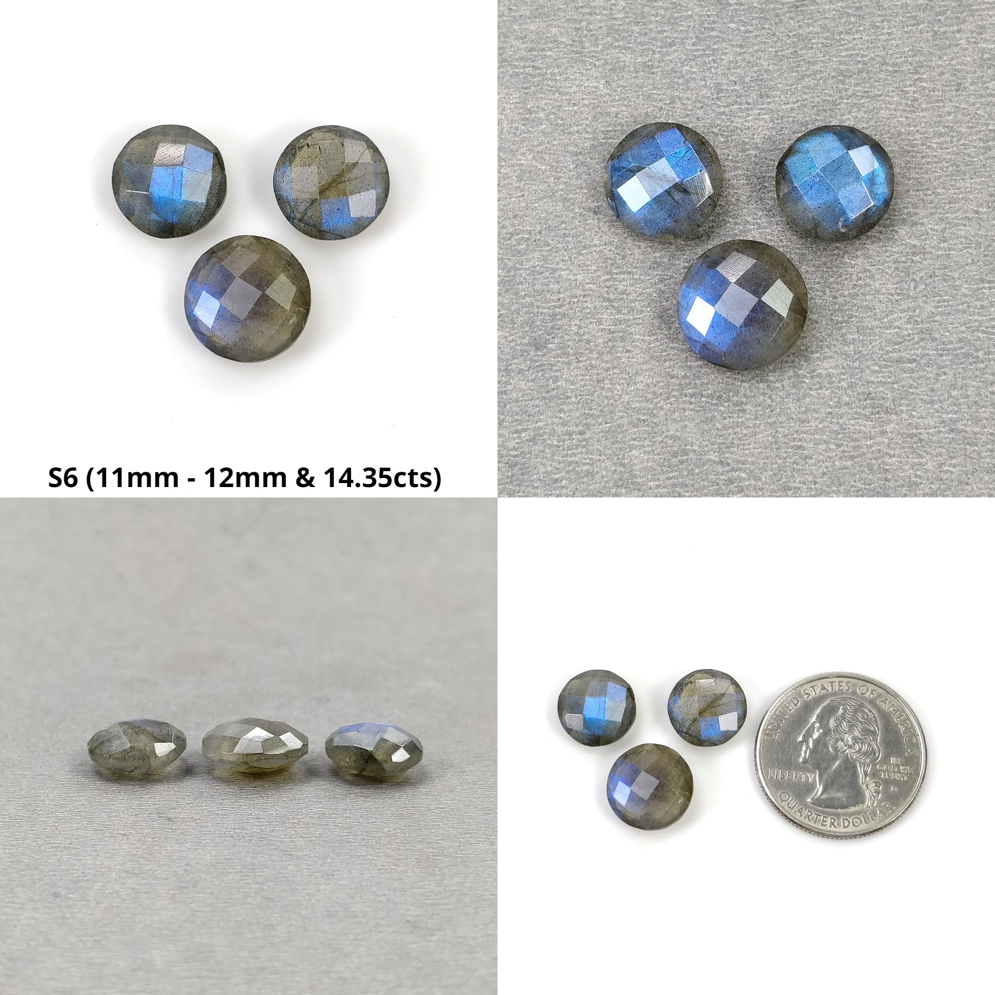 Natural Untreated Labradorite Gemstone Checker Cut - Rainbow Flashing Round Shape for Jewelry Making | Perfect for Necklaces, Earrings, and Bracelets