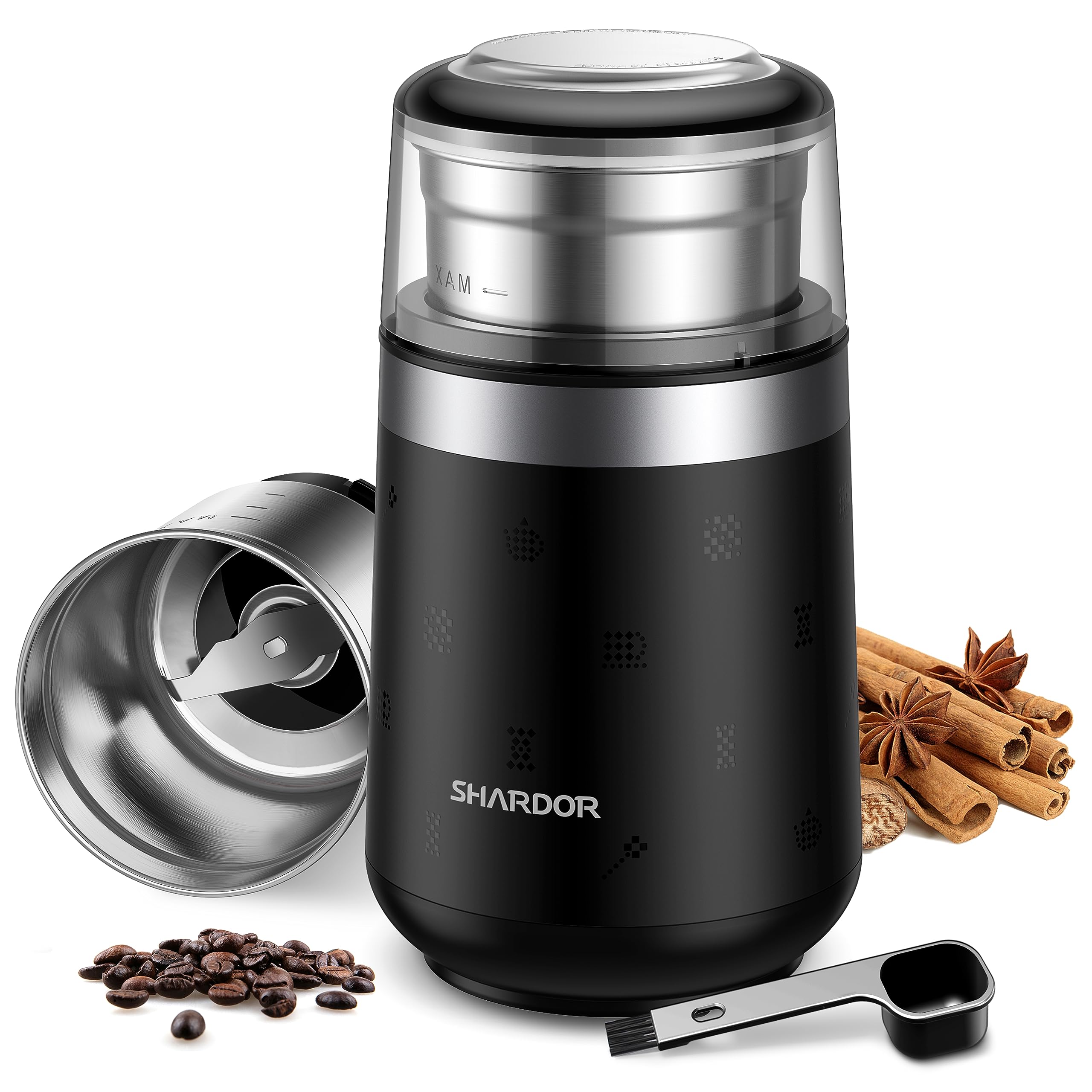 SHARDOR Super Silent Electric Coffee Grinder for Beans, Espresso, Herbs & Spices - 300W Powerful Motor with Removable Stainless Steel Bowl - Perfect for Home, Office & Coffee Shops