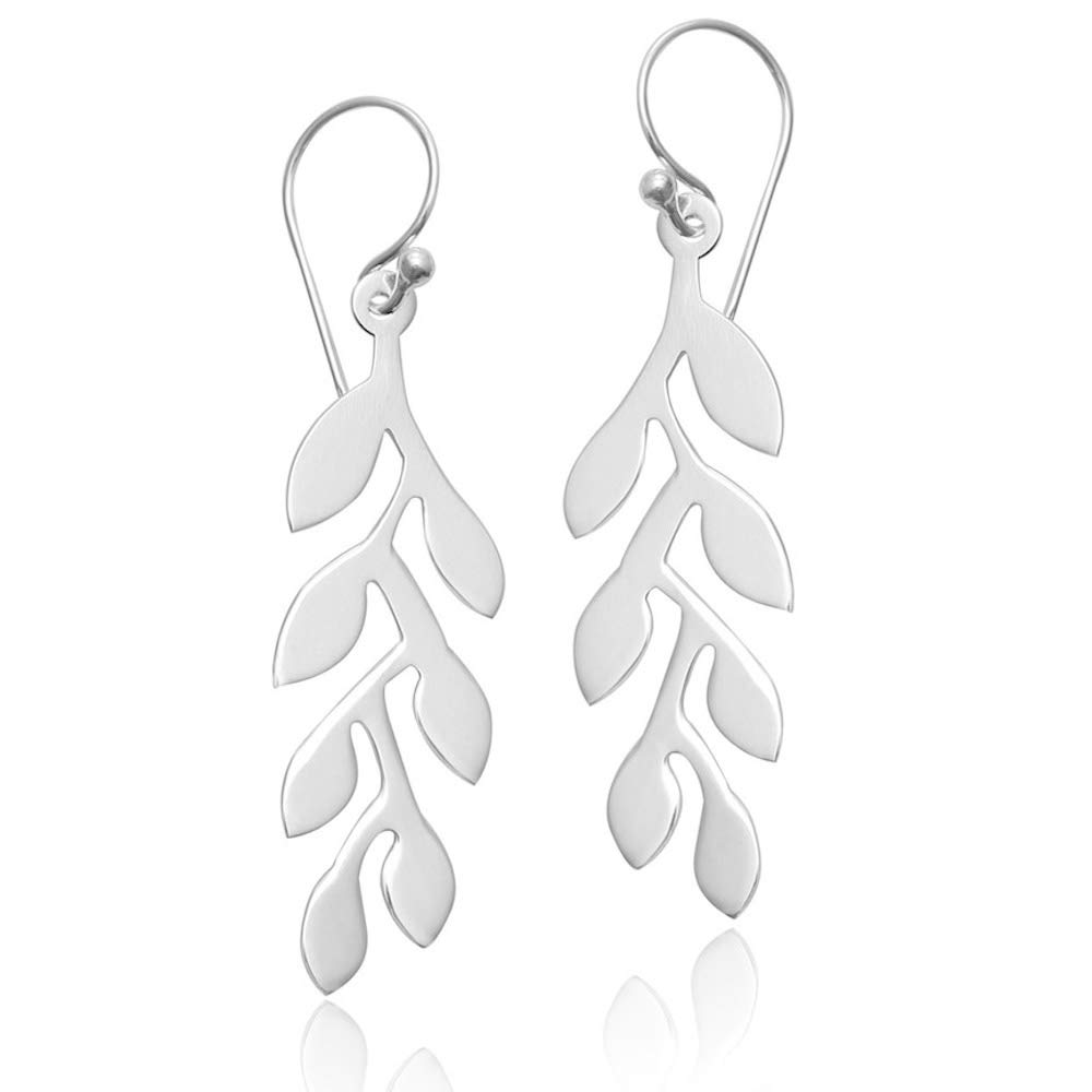 Sterling Silver Leaf Chandelier Drop Dangle Earrings for Women - Elegant Bohemian Jewelry for Party, Wedding & Evening Wear
