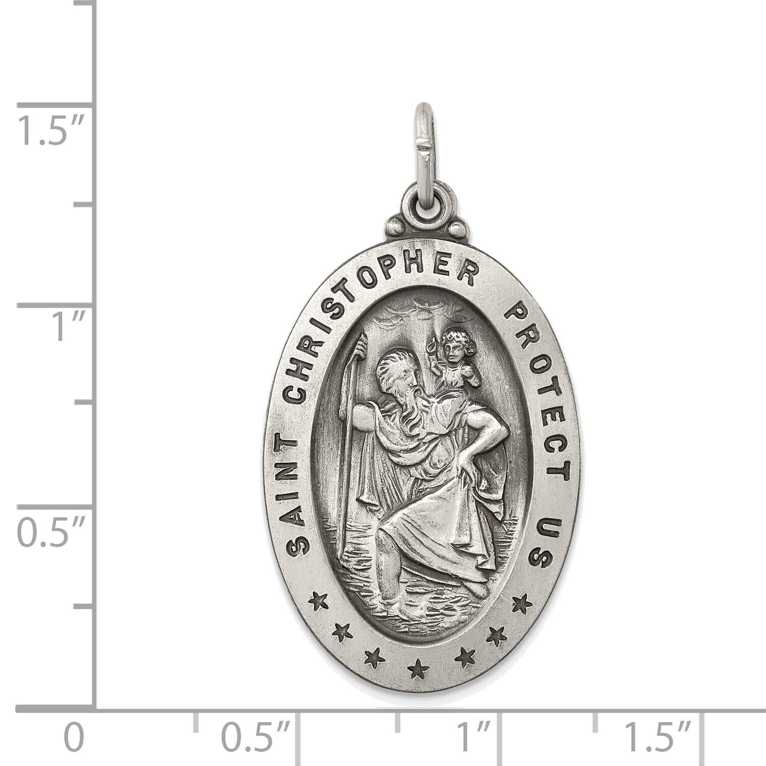 Bonyak Jewelry Solid Sterling Silver St. Christopher Medal Pendant Necklace for Men & Women - Religious Catholic Protection Charm Gift for Travelers, Graduation, Baptism, First Communion