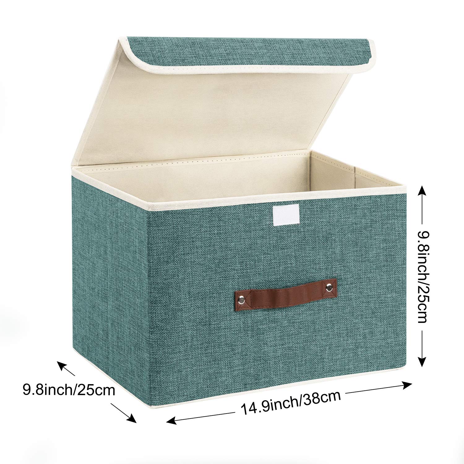 Foldable Fabric Storage Boxes 5-Pack with Lids - Closet, Office & Toy Organization - Aqua Deep