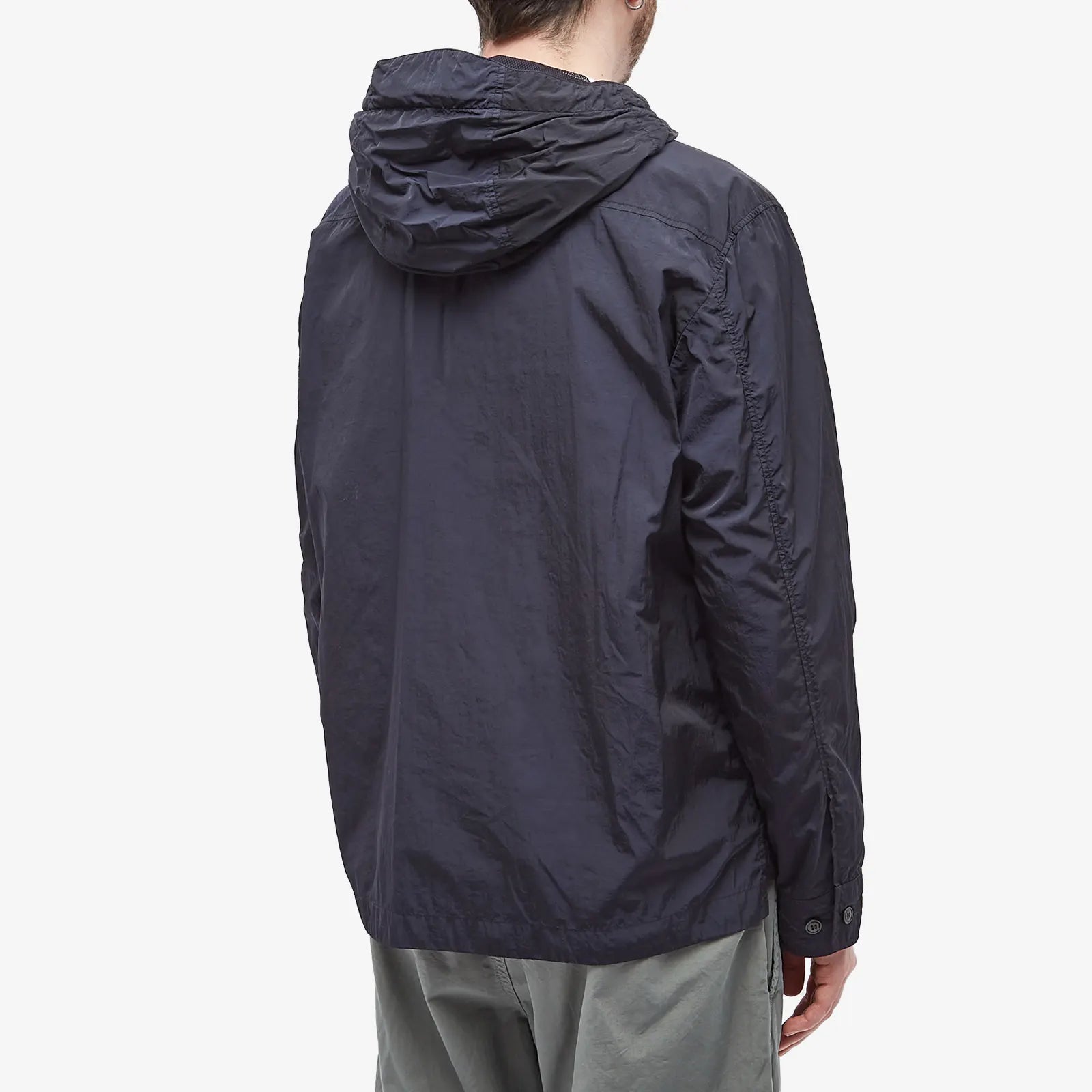 CP Company Navy Chrome Hooded Smock Jacket - Waterproof Windbreaker for Outdoor Hiking & Urban Streetwear Fashion