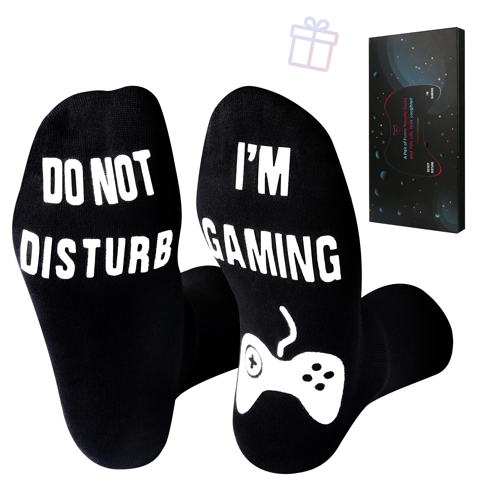 Funny Gaming Socks - 'Do Not Disturb I'm Gaming' Novelty Socks for Men, Women, Teens - Perfect Birthday Gifts for Gamers, Husband, Grandpa - Great for Gaming Sessions, Lounge Wear & Gamer Gifts