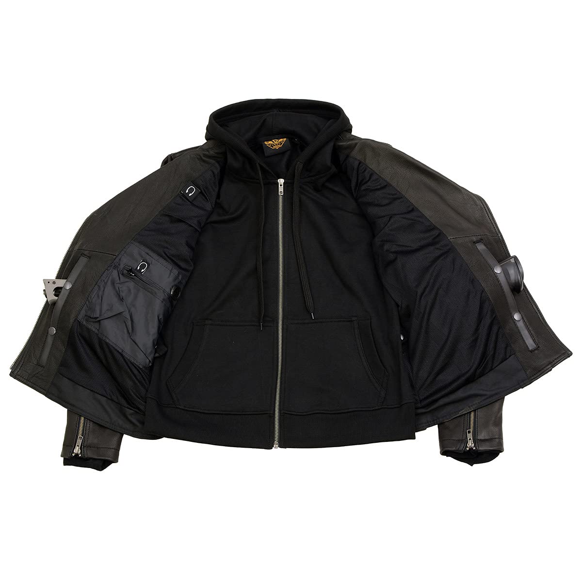 Milwaukee Leather MLL2575 Women's Black Leather Vented Motorcycle Jacket with Removable Hoodie - Perfect for Riding, Commuting & Outdoor Adventures