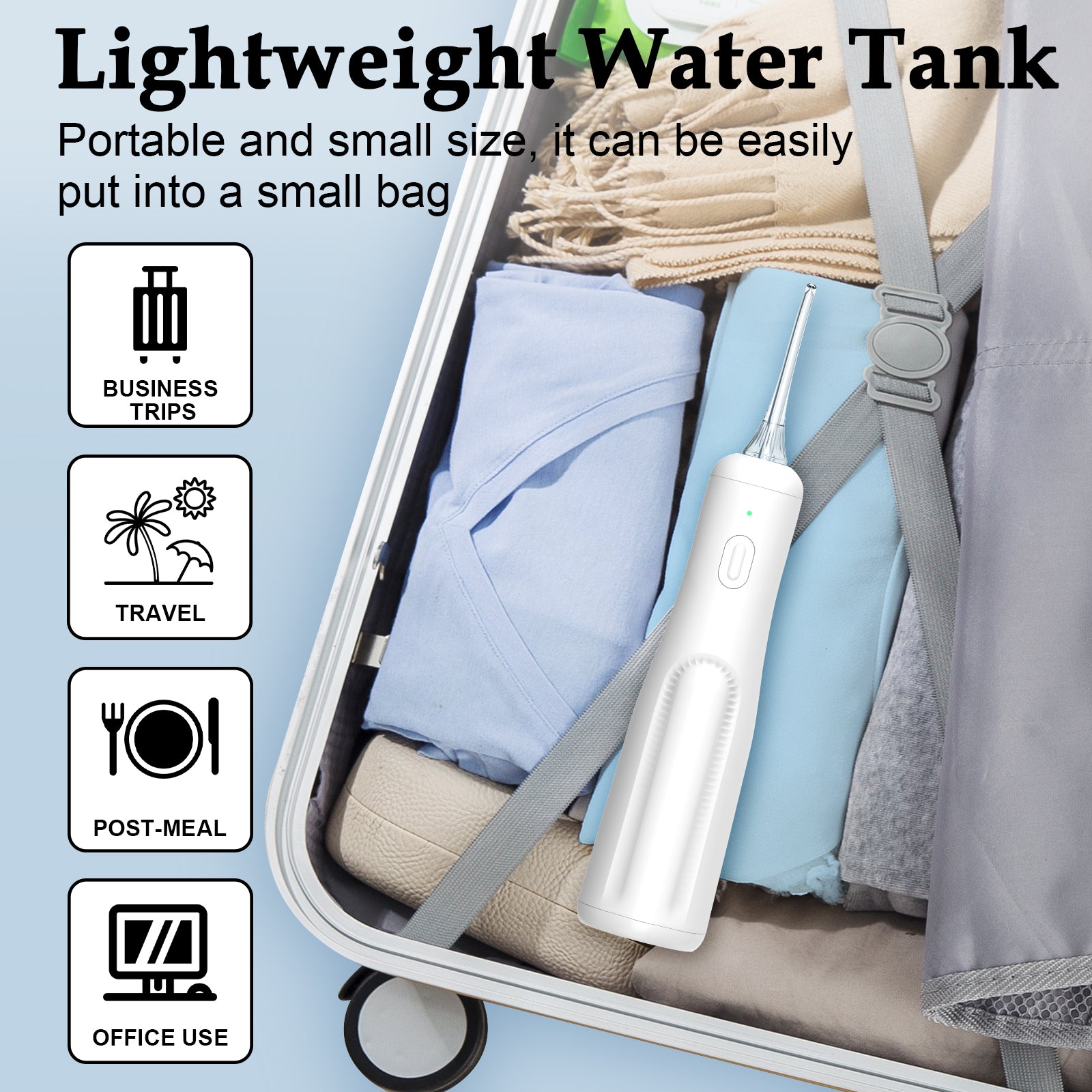 Mitimi Portable Cordless Water Flosser - 5 Jet Tips for Deep Cleaning, Rechargeable Battery, Waterproof Design for Travel & Home Use - Perfect for Braces, Implants & Gum Care