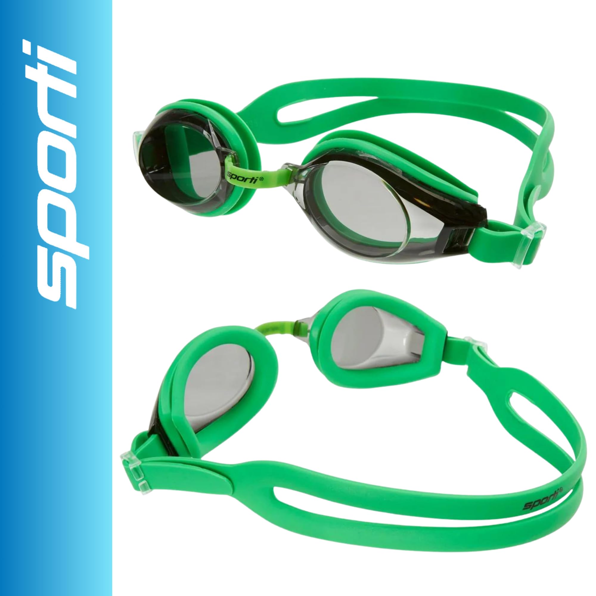Sporti Unisex Adult Swimming Goggles - Anti-Fog & Shatter-Resistant Swim Goggles for Men & Women with Mirror/Non-Mirror Lens Options | Perfect for Lap Swimming, Training & Competitive Swimming