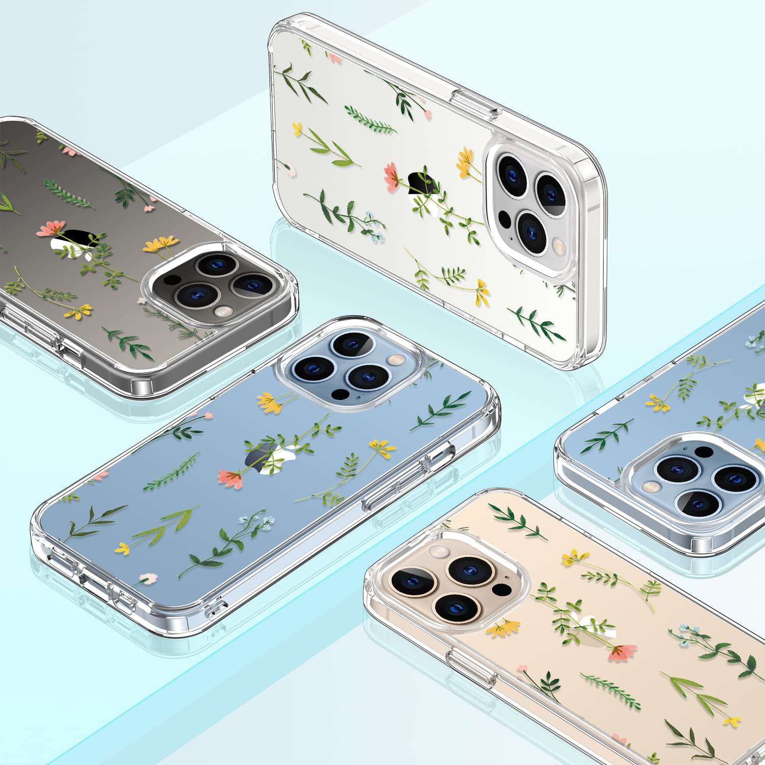 GiiKa iPhone 13 Pro Max Case with Screen Protector - 6.7 Inch Clear Shockproof Protective Floral Design Hard Case with TPU Bumper Cover for Women & Girls - Perfect for Everyday Use, Work, and Outdoor Activities