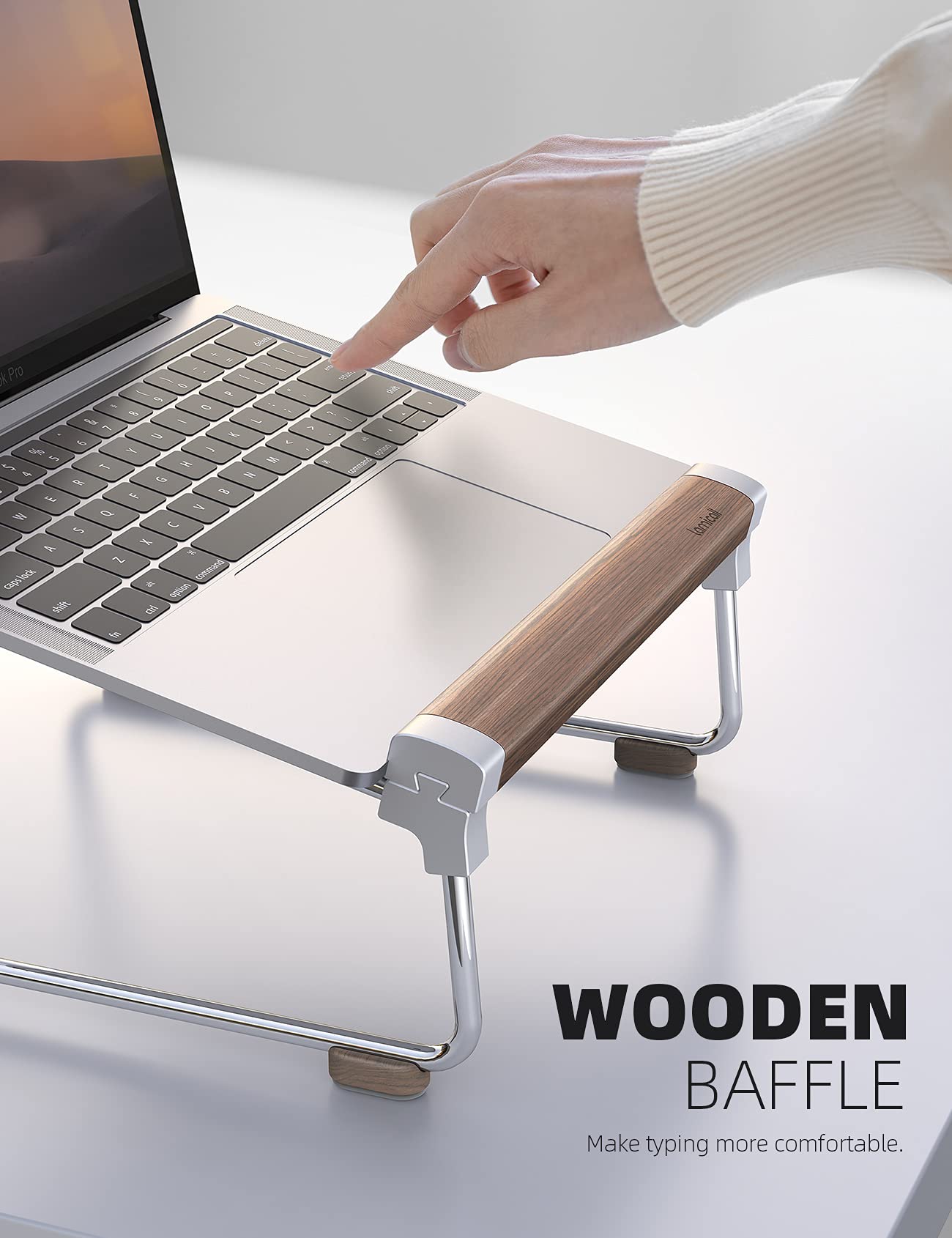 Lamicall Adjustable Gooseneck Phone Holder & Wooden Laptop Stand - Perfect for Home Office, Bed, Desk, and Hands-Free Video Calls
