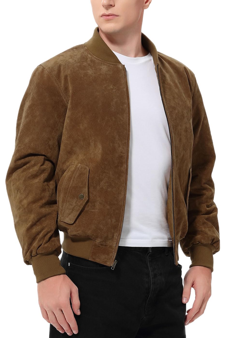 BGSD Men's Urban Suede Leather Bomber Jacket - Stylish Casual Outerwear for Fall & Winter (Big & Tall Sizes Available) - Perfect for Date Nights, Office Wear & Weekend Outings