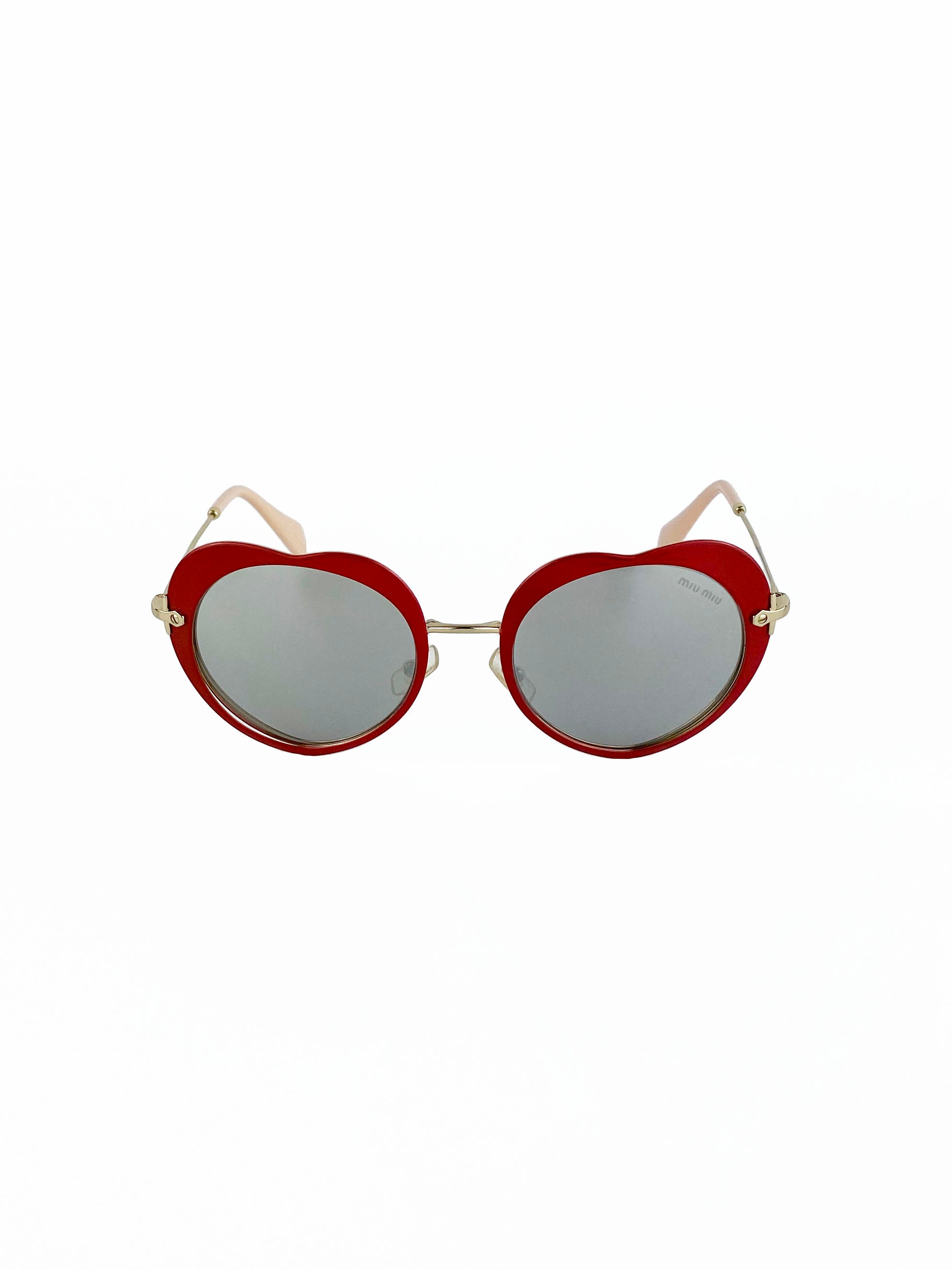 Miu Miu Red Heart-Shaped Sunglasses for Women - Trendy UV Protection Fashion Shades - Perfect for Summer, Beach, and Date Night Outfits