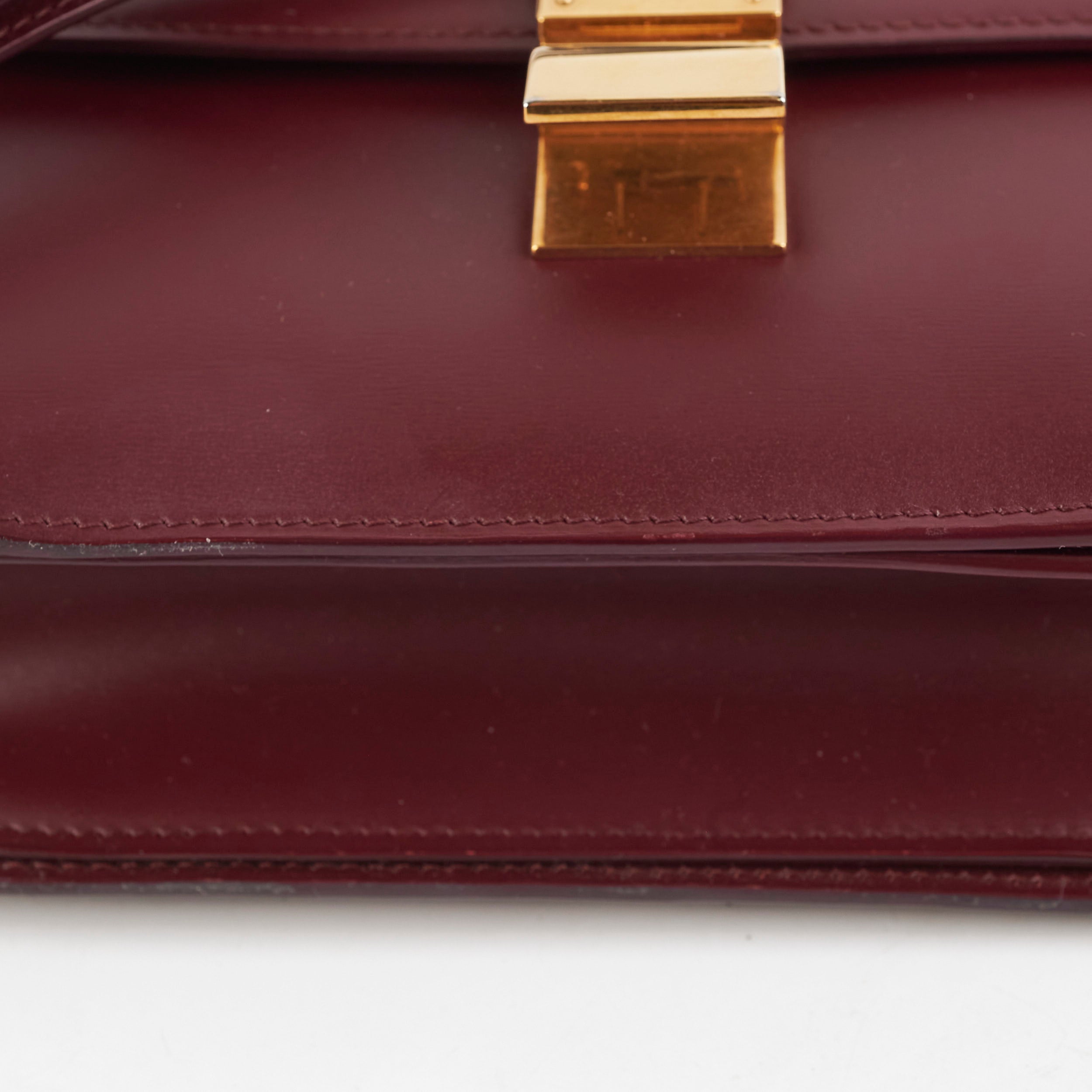 Celine Medium Box Burgundy Leather Crossbody Bag for Women | Luxury Shoulder Handbag | Perfect for Work, Travel & Evening Out