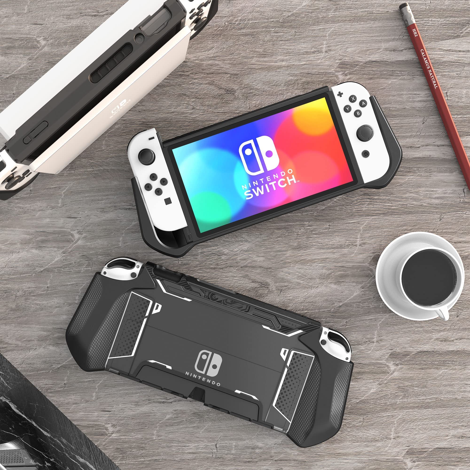 Premium Mumba Carrying Case & Dockable Protective Cover for Nintendo Switch OLED 2021 - Shockproof Travel Case for Gaming On-The-Go & Home Console Protection