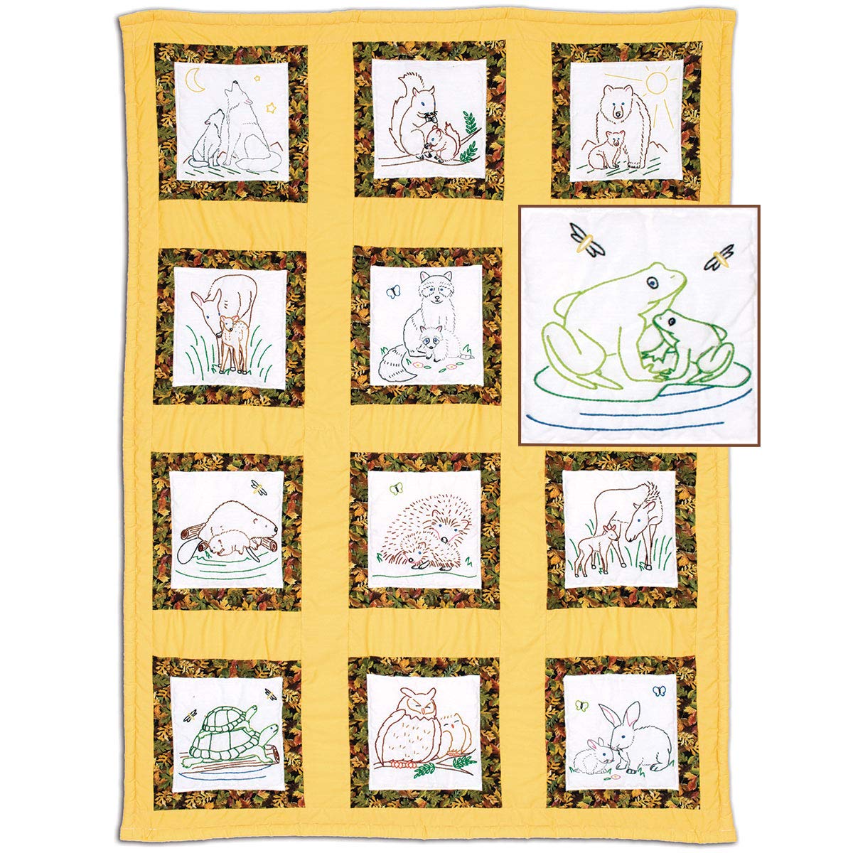 Jack Dempsey Needle Art Wilderness Animals Hand Embroidery Kit - White | DIY Cross Stitch for Home Decor, Gifts & Craft Projects