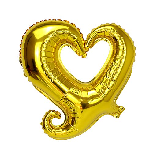 Soochat 10-Pack Gold Heart Balloons - Mylar Foil Love Balloons for Valentine's Day, Wedding, Anniversary & Romantic Party Decorations - Perfect for Proposals, Bridal Showers & Birthday Celebrations