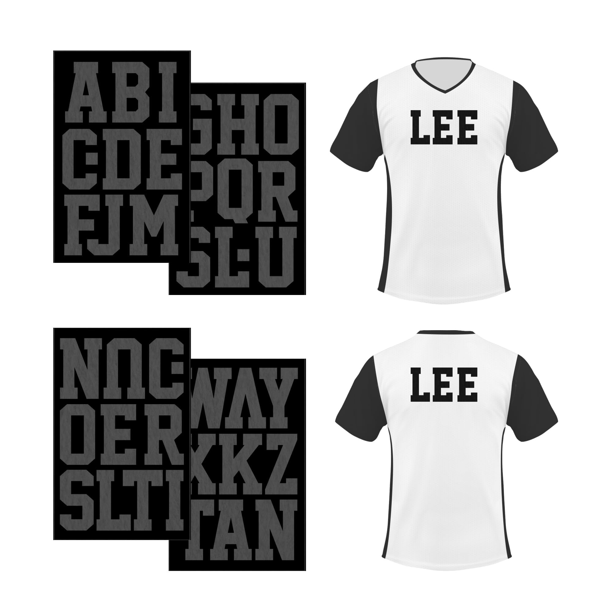 40 Pieces S.E.I Iron-On Letters - 3 Inch Sport Flock Letters for Clothing, Jerseys, Uniforms & T-Shirts (Black) | DIY Customization for Team Sports, School Uniforms & Personalized Apparel