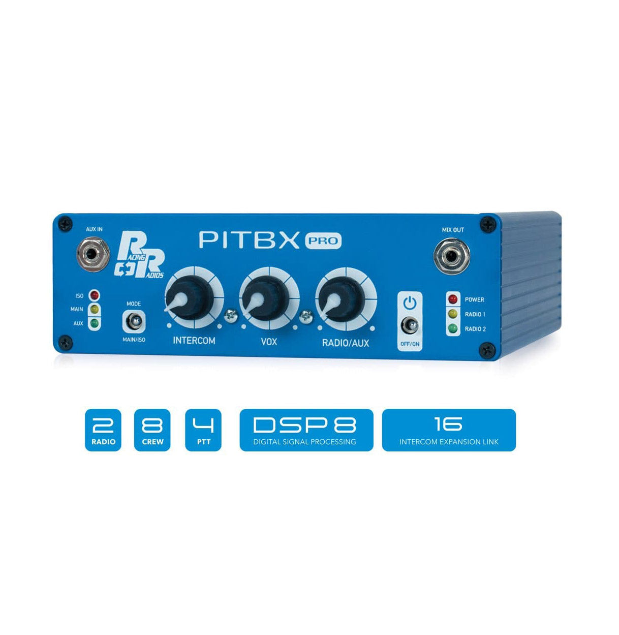 PITBX Pro Intercom System with DSP8 - Racing Radios for Motorsports, Pit Crew & Track Communication | Durable Wireless Headset for Car Racing, Motorcycle & Off-Road Use