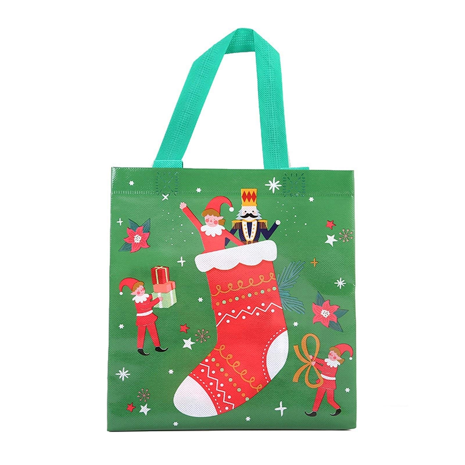 WBF Christmas Gift Bags - Snowman Printed Laminated Tote Bags for Apple Gifts, Candy & Holiday Packaging | Perfect for Kids' Stocking Stuffers, Party Favors & Festive Gift Wrapping