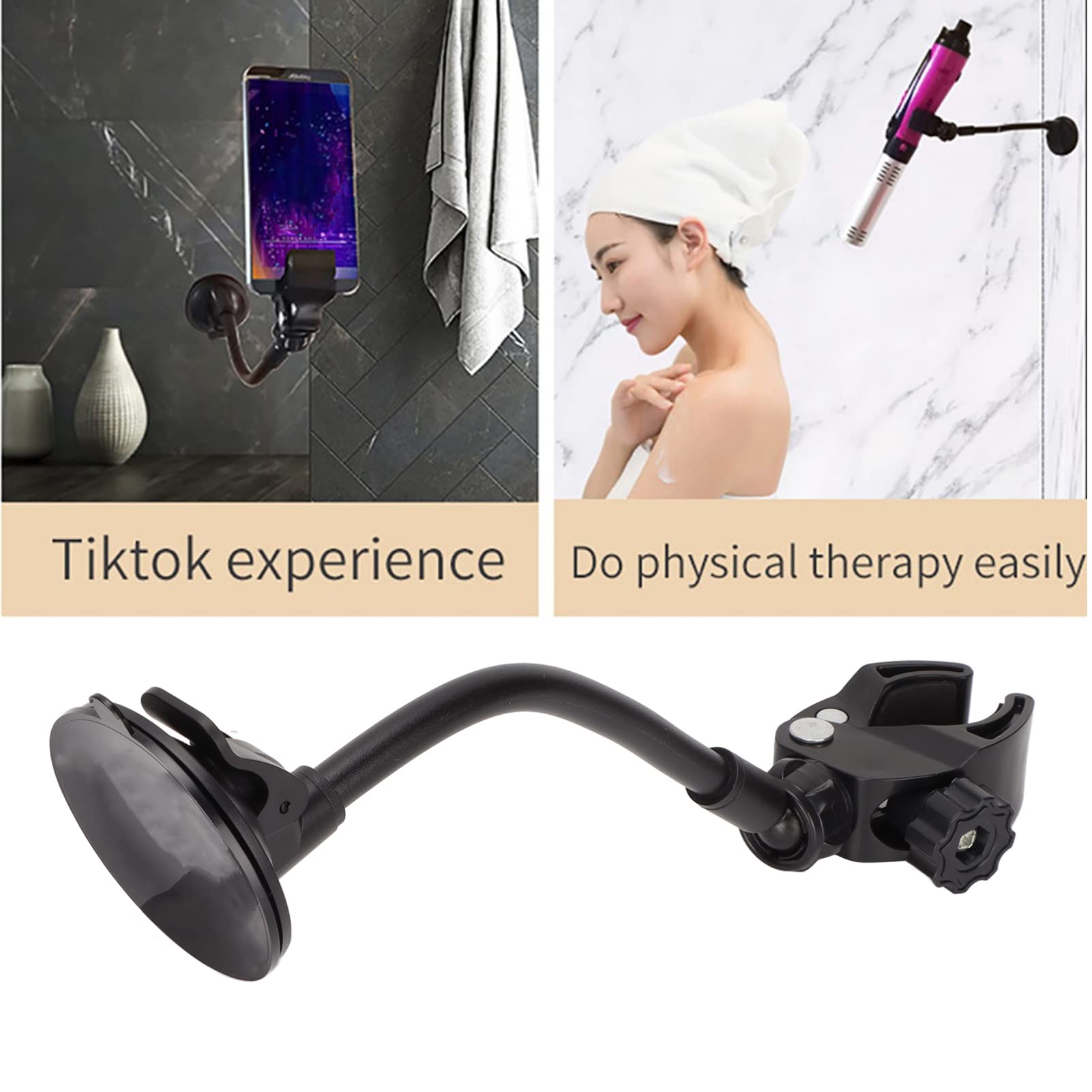 Multifunctional Wall Phone Holder - Hands-Free, Strong Suction, Easy Installation, Durable Plastic Shower Phone Mount for iPhone & Android - Perfect for Bathroom, Kitchen & Car Use