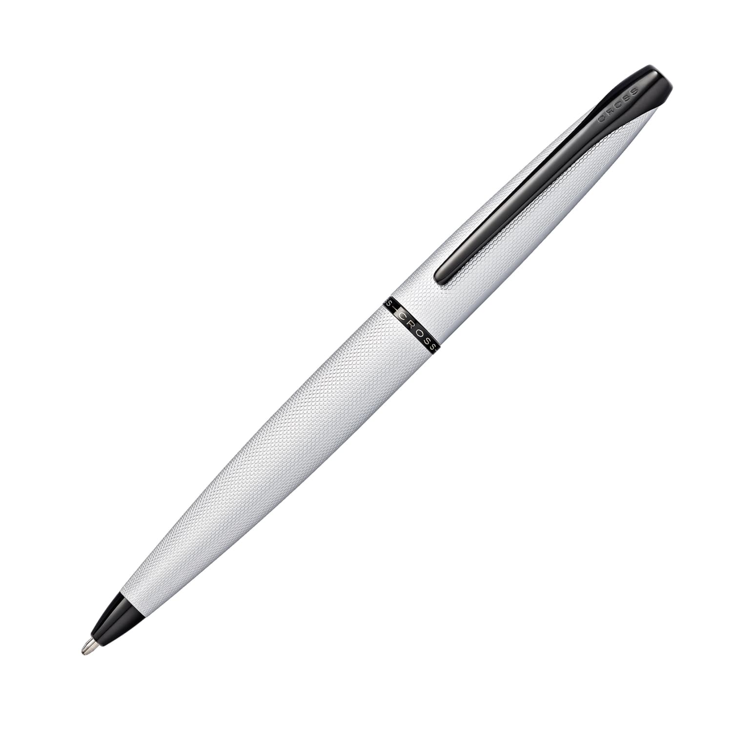 Premium Cross ATX Ballpoint Pen - Brushed Chrome Finish with Elegant Etched Diamond Pattern - Perfect for Office, Business Gifts & Everyday Writing