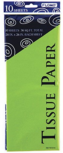 Premium Lime Green Tissue Paper - 10 Sheets per Pack, 60 Packs per Case - Perfect for Gift Wrapping, Party Decorations & Craft Projects