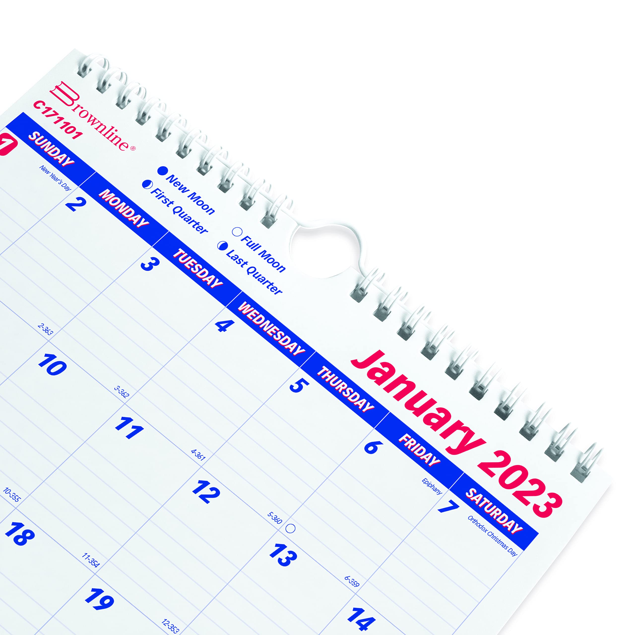 Brownline Twin-Wirebound Wall Calendar 2023 - 8 x 11 Inches, One Month per Page, White Sheets, January to December | Perfect for Office, Home & School Organization